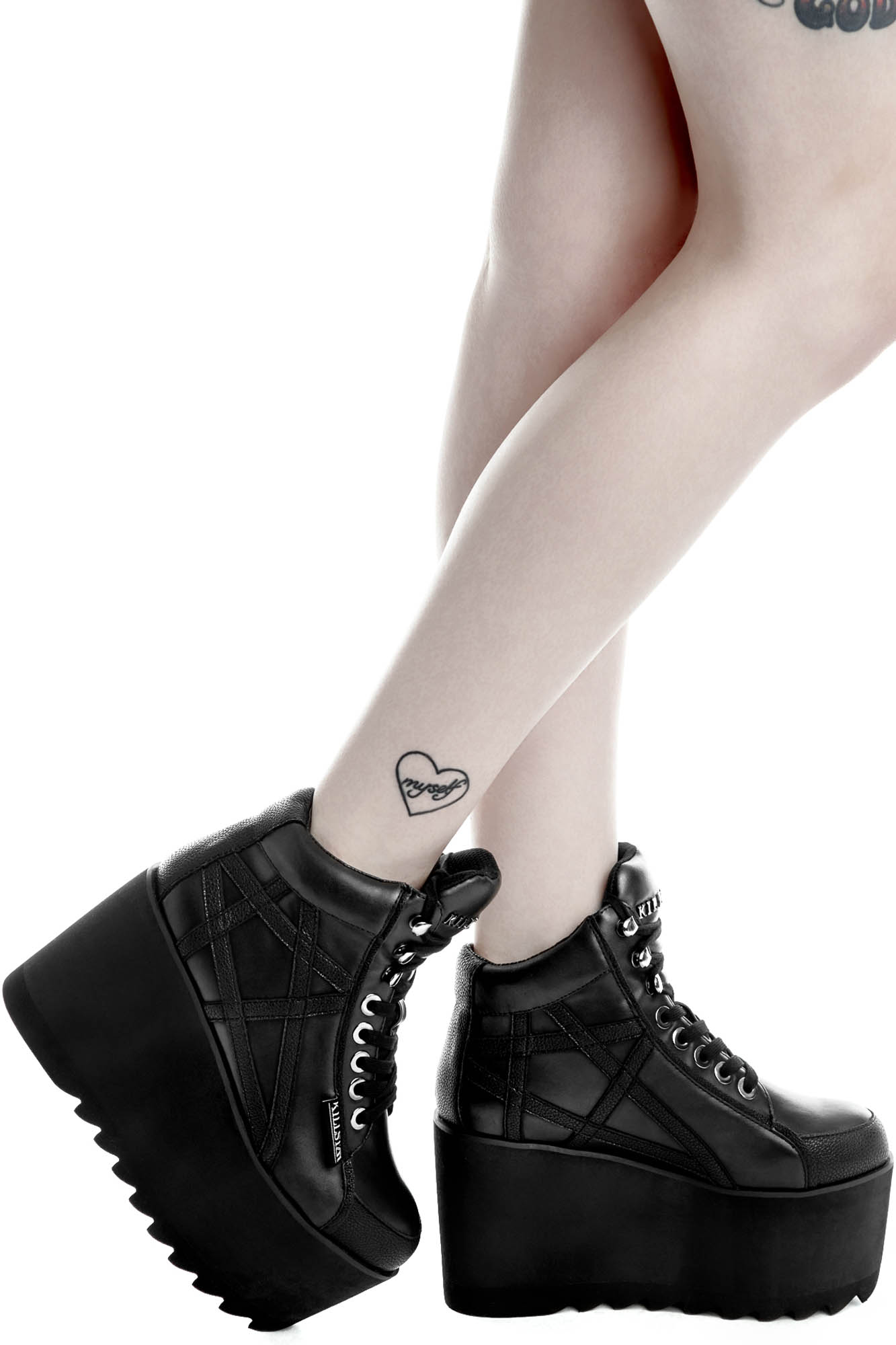 Killstar Malice Gothic Platform Trainers with Pentagram Detail