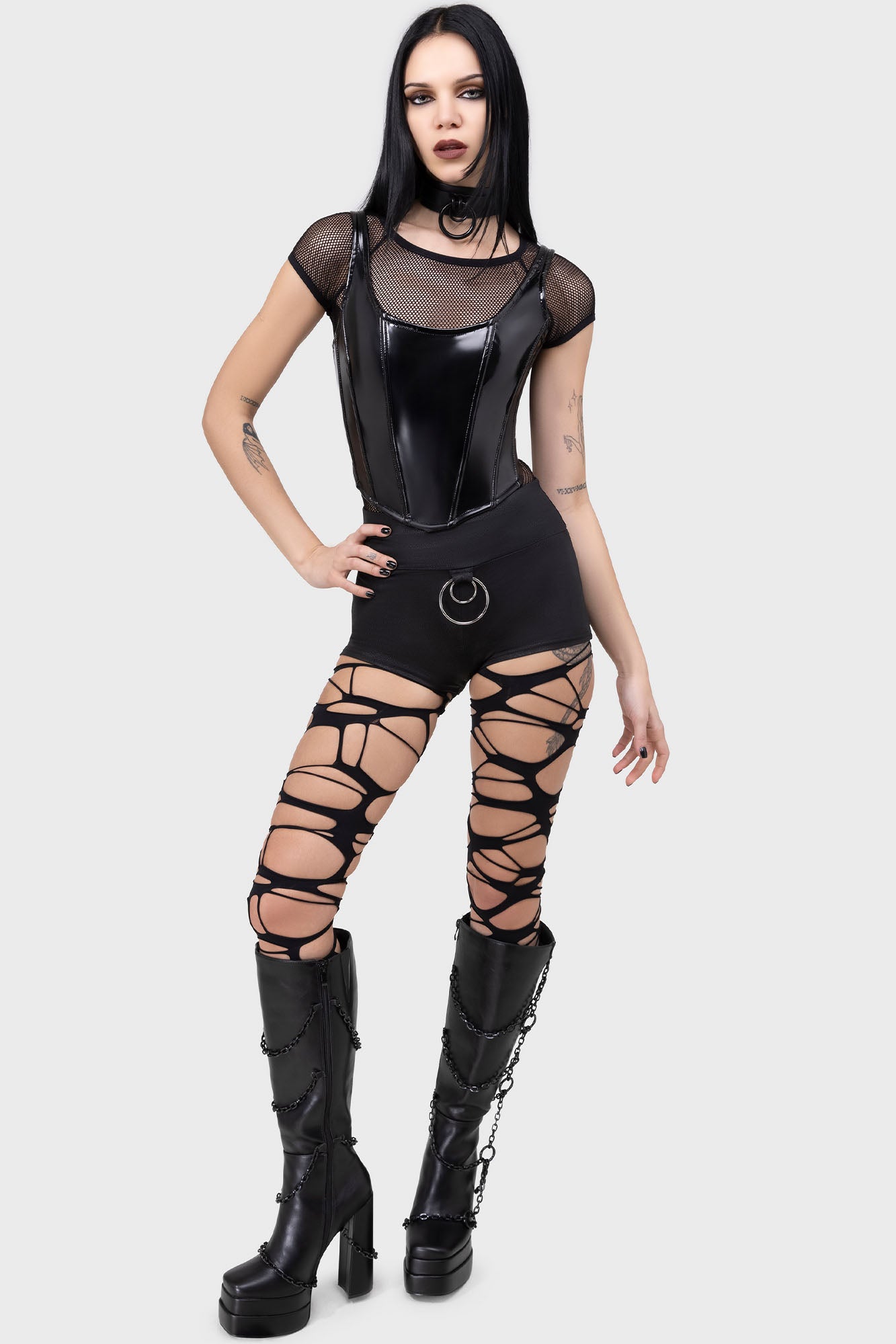 Killstar Melvina Suede Look Hotpants with O-Ring Detail