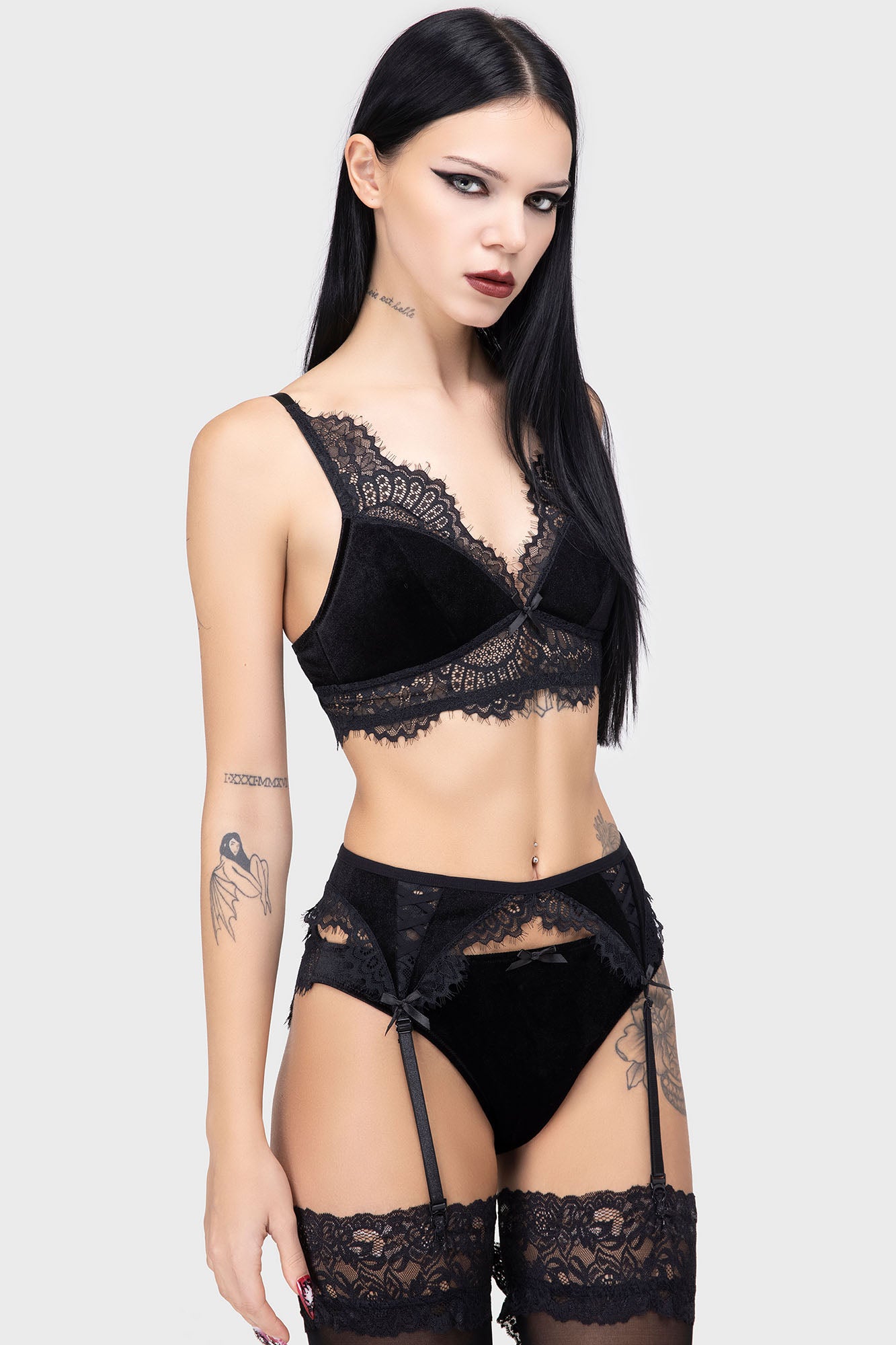 Killstar Mephistan Muse Lace Garter with Bow