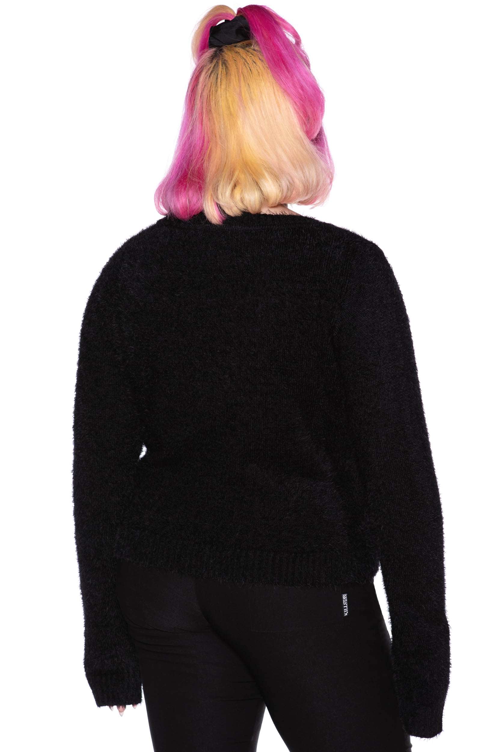 Killstar Crescent Moon Knit Cardigan - Soft V-Neck Button-Up