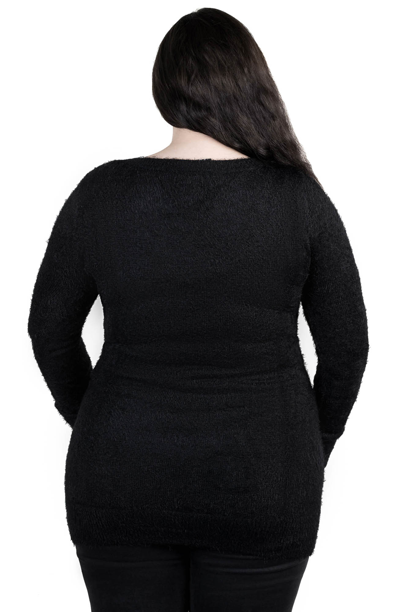 Killstar Mona Fuzzy Knit Sweater Dress with Mesh Panel