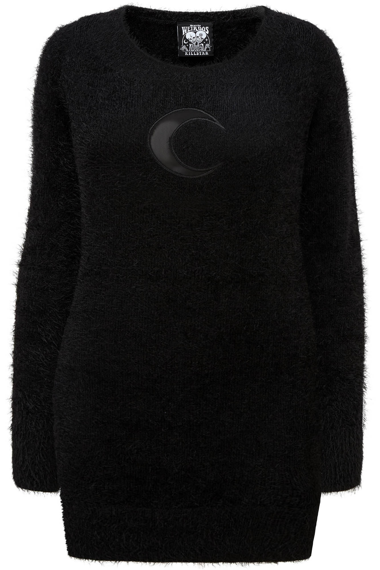 Killstar Mona Fuzzy Knit Sweater Dress with Mesh Panel