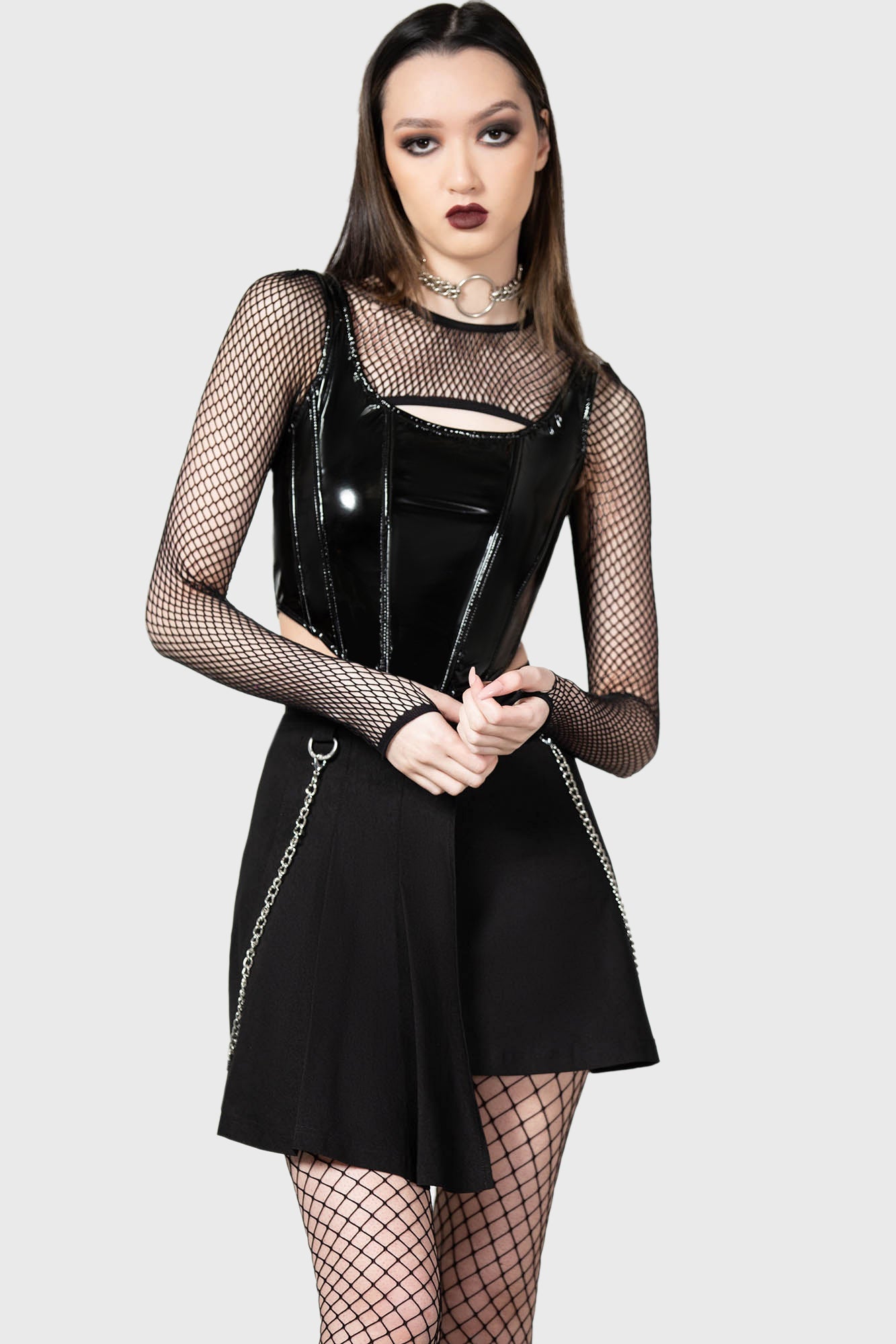 Killstar Moonbeam Asymmetric Layered Skirt with Chain Detail