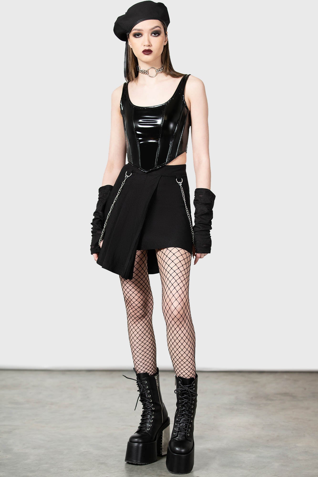 Killstar Moonbeam Asymmetric Layered Skirt with Chain Detail