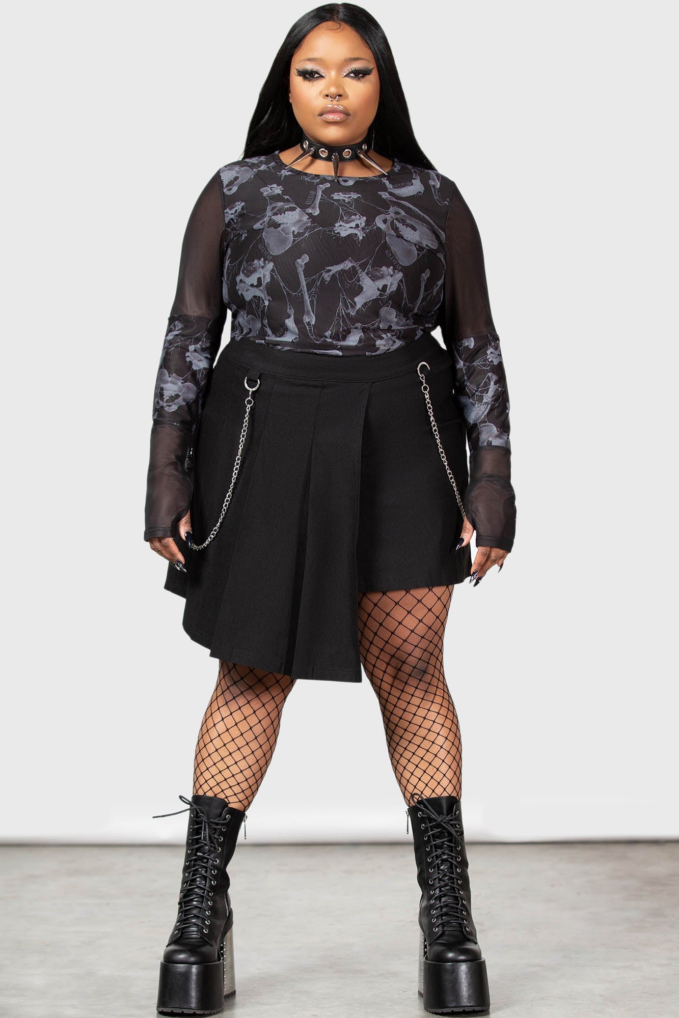 Killstar Moonbeam Asymmetric Layered Skirt with Chain Detail