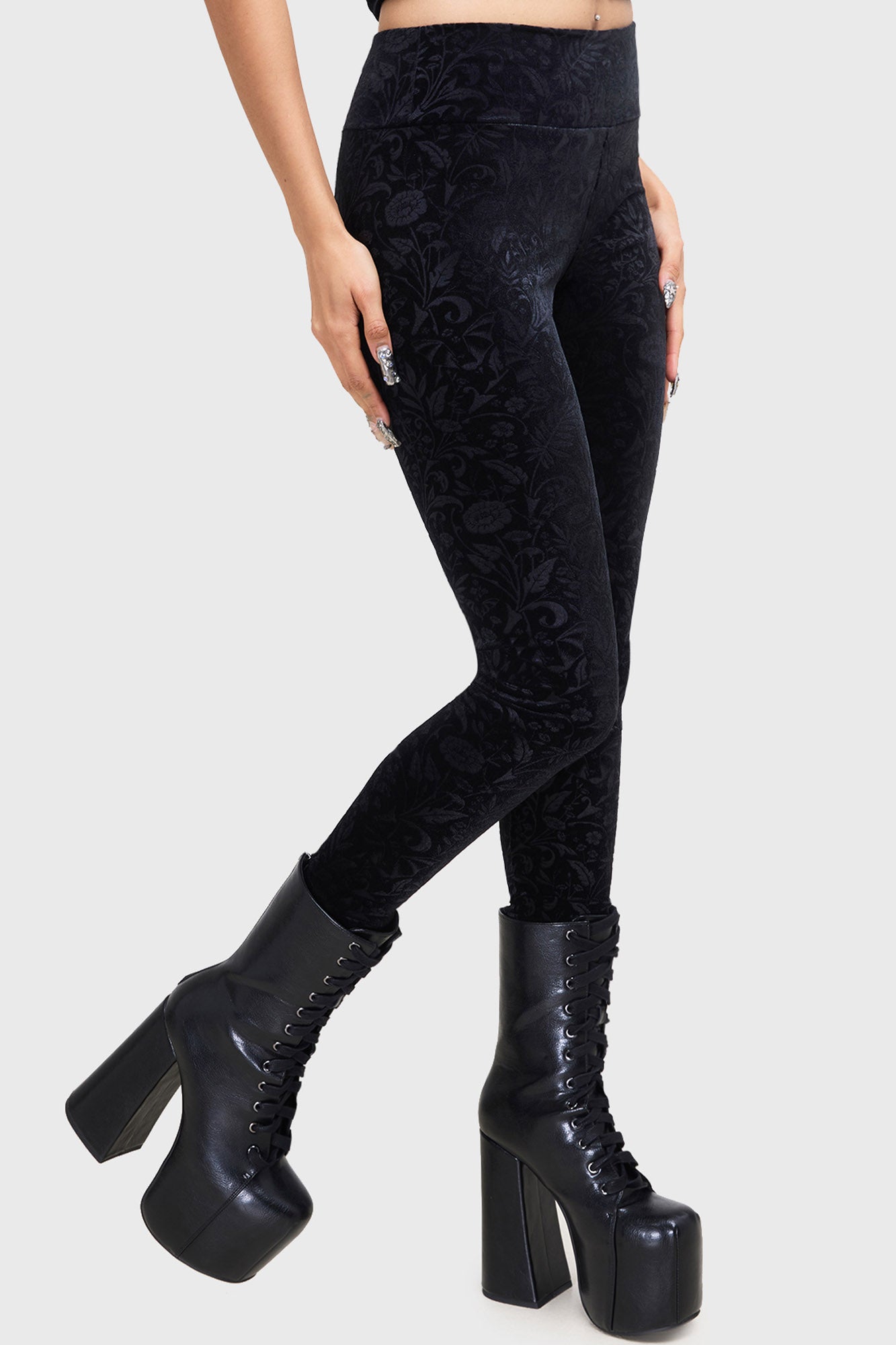 Killstar Moonglow High Waisted Velvet Leggings