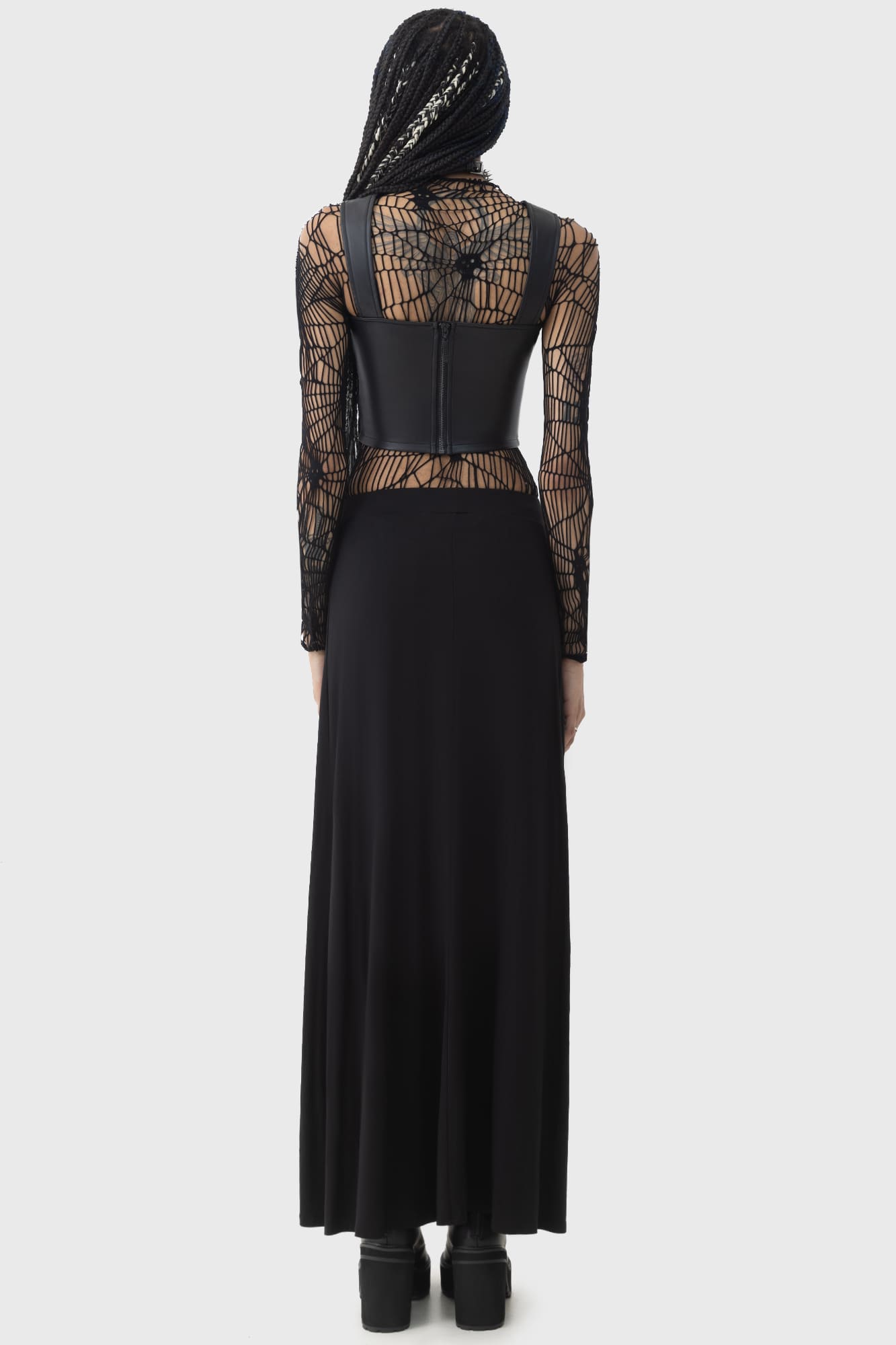 KIHILIST Moonless PU Corset Top with Lace-Up Detail
