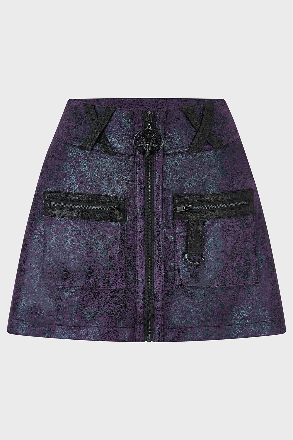 Killstar Nephralia High Waisted PU Skirt with Belt Loops