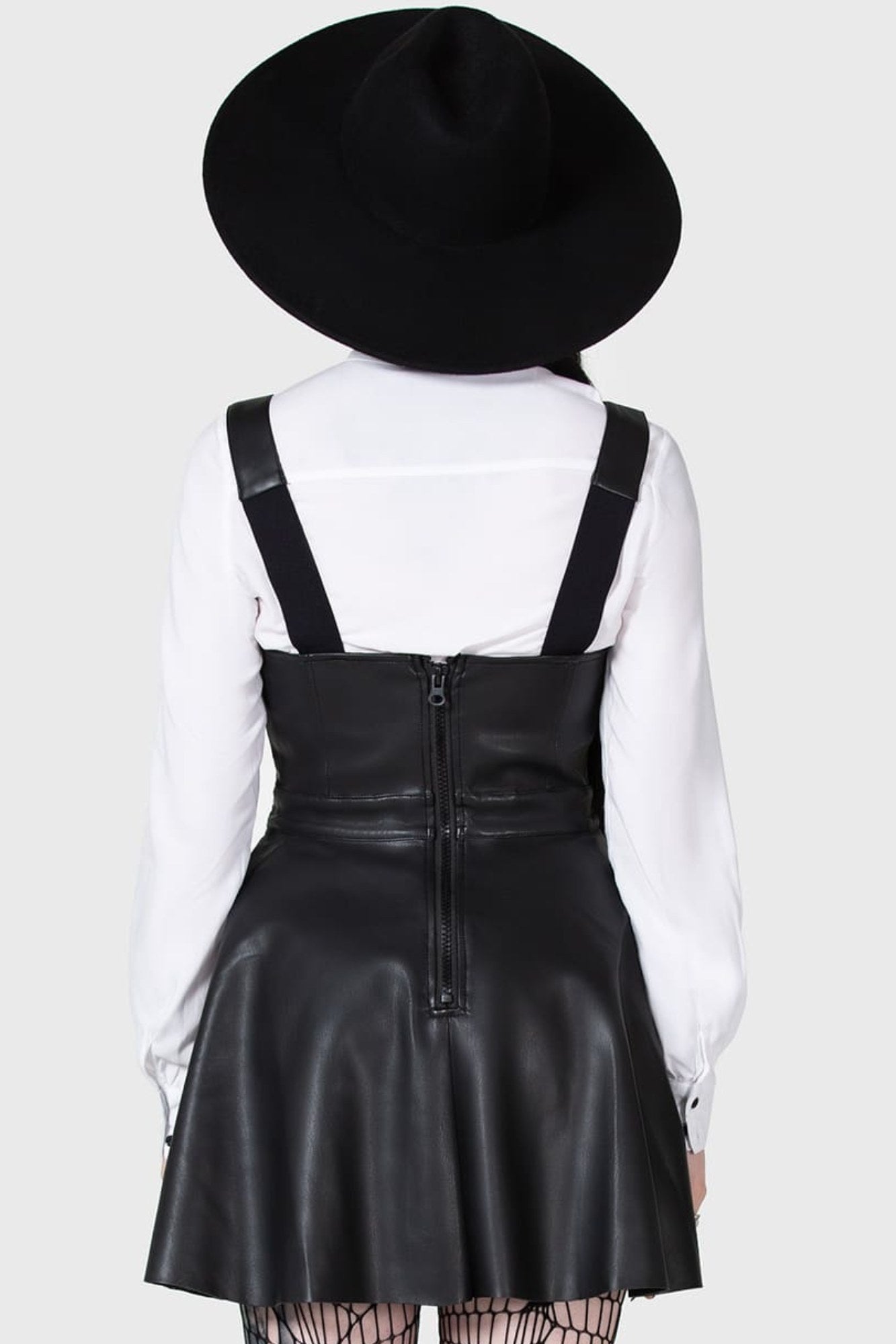 KIHILIST Neve PU Mini Pinafore Dress with Adjustable Straps