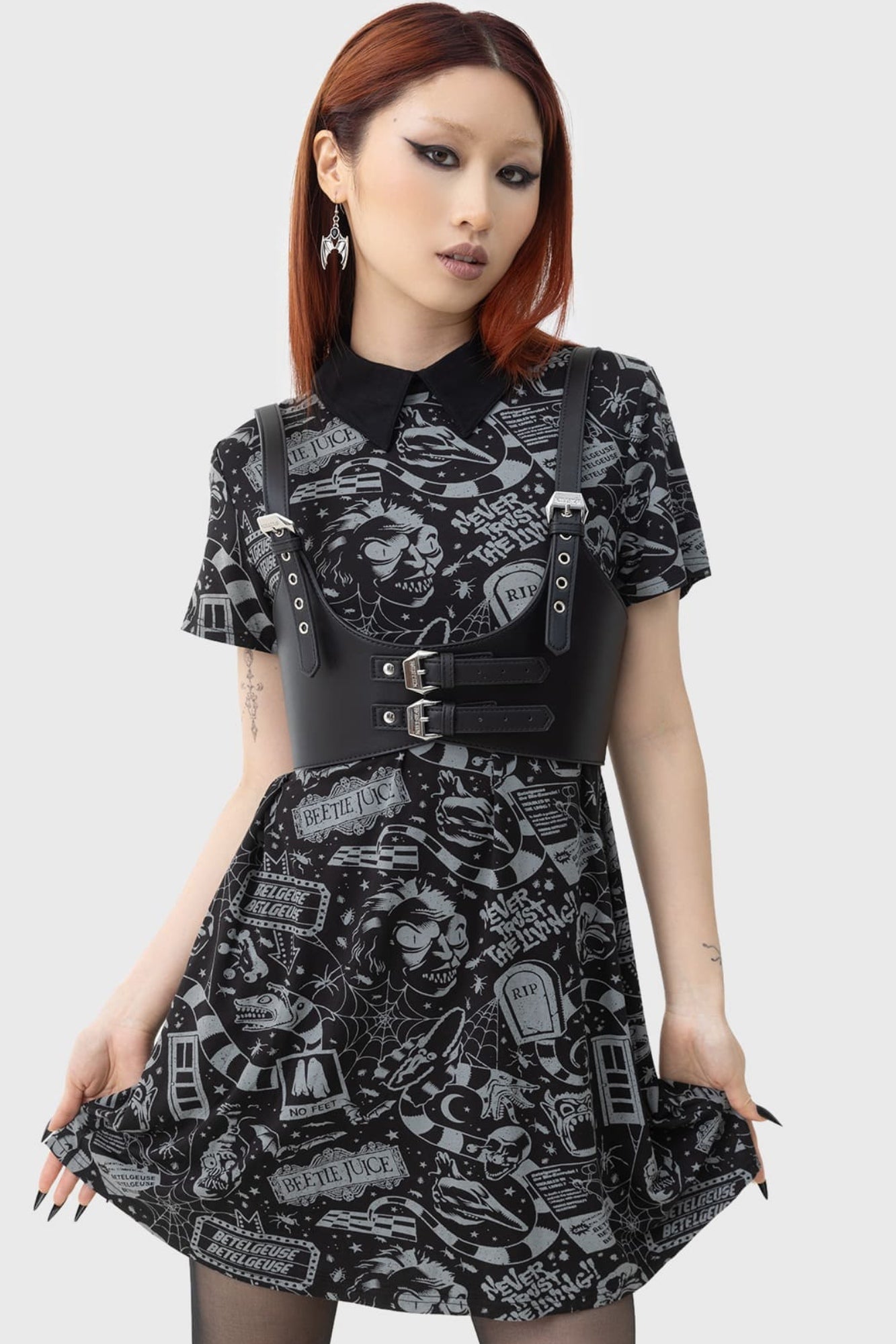 Beetlejuice Never Trust The Living Mini Dress - Licensed KILLSTAR