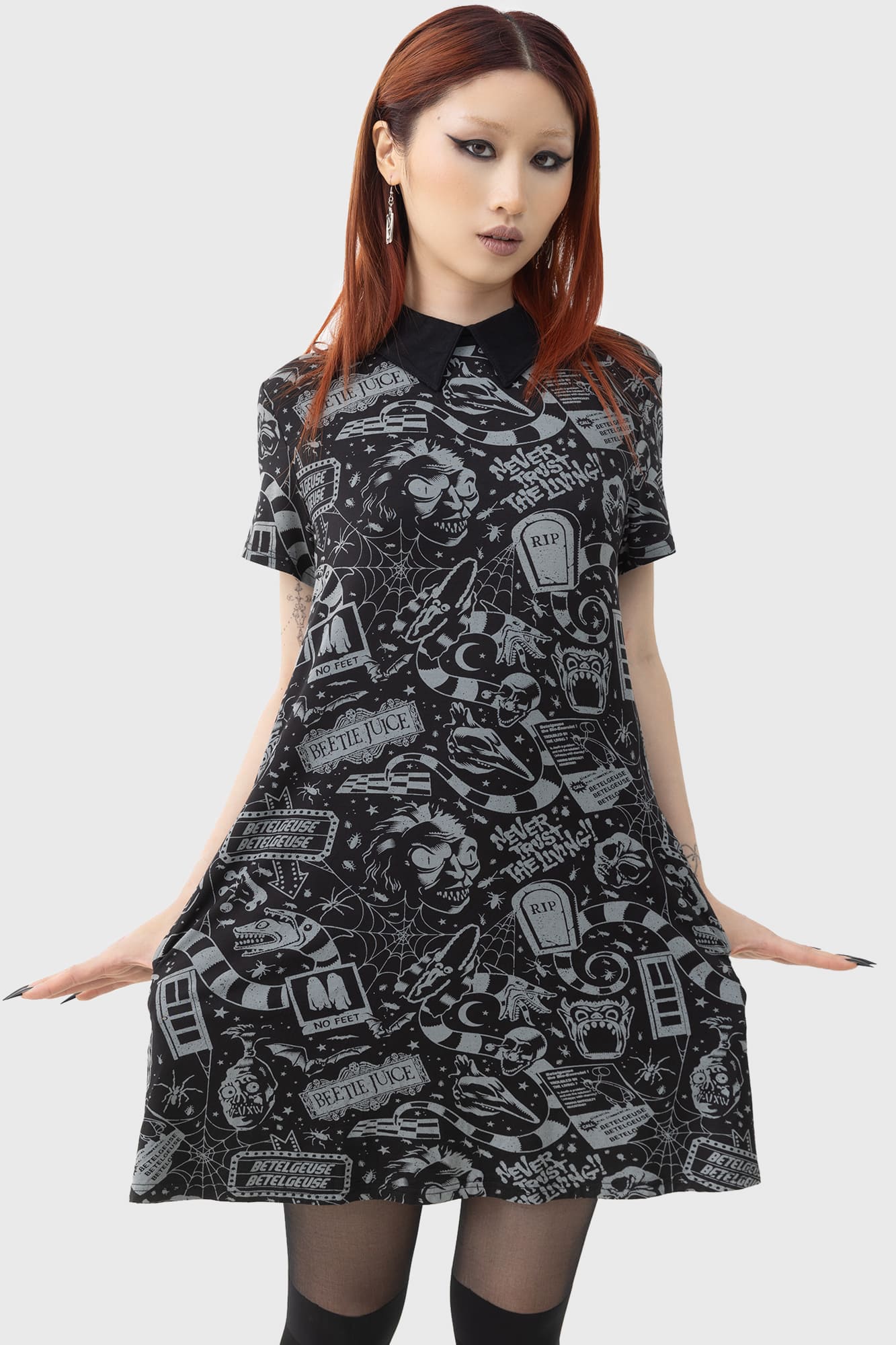 Beetlejuice Never Trust The Living Mini Dress - Licensed KILLSTAR