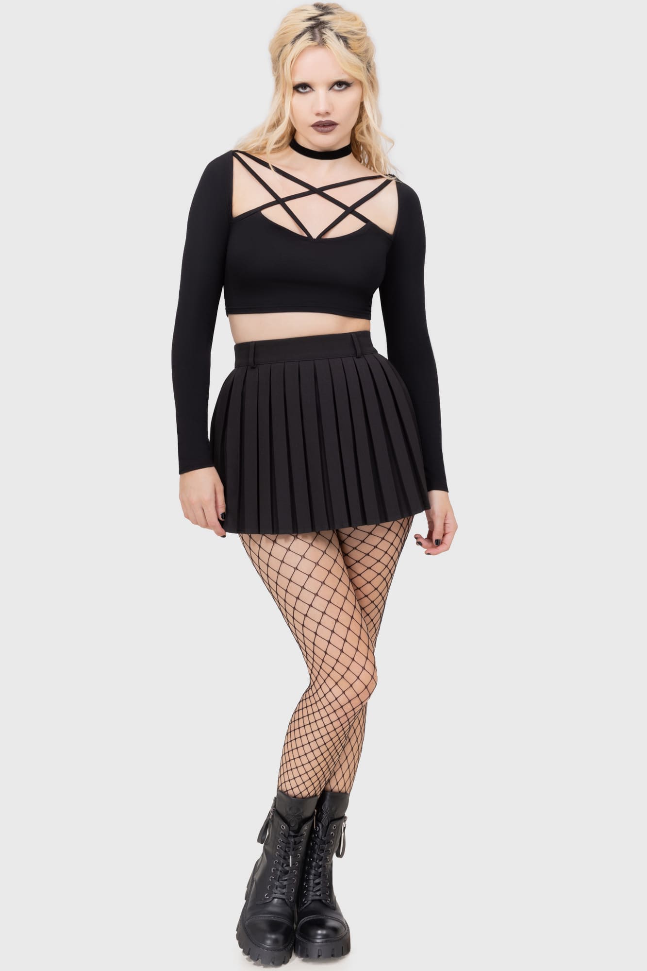 Killstar Nightshade's Curse Black Pleated Mini Skirt