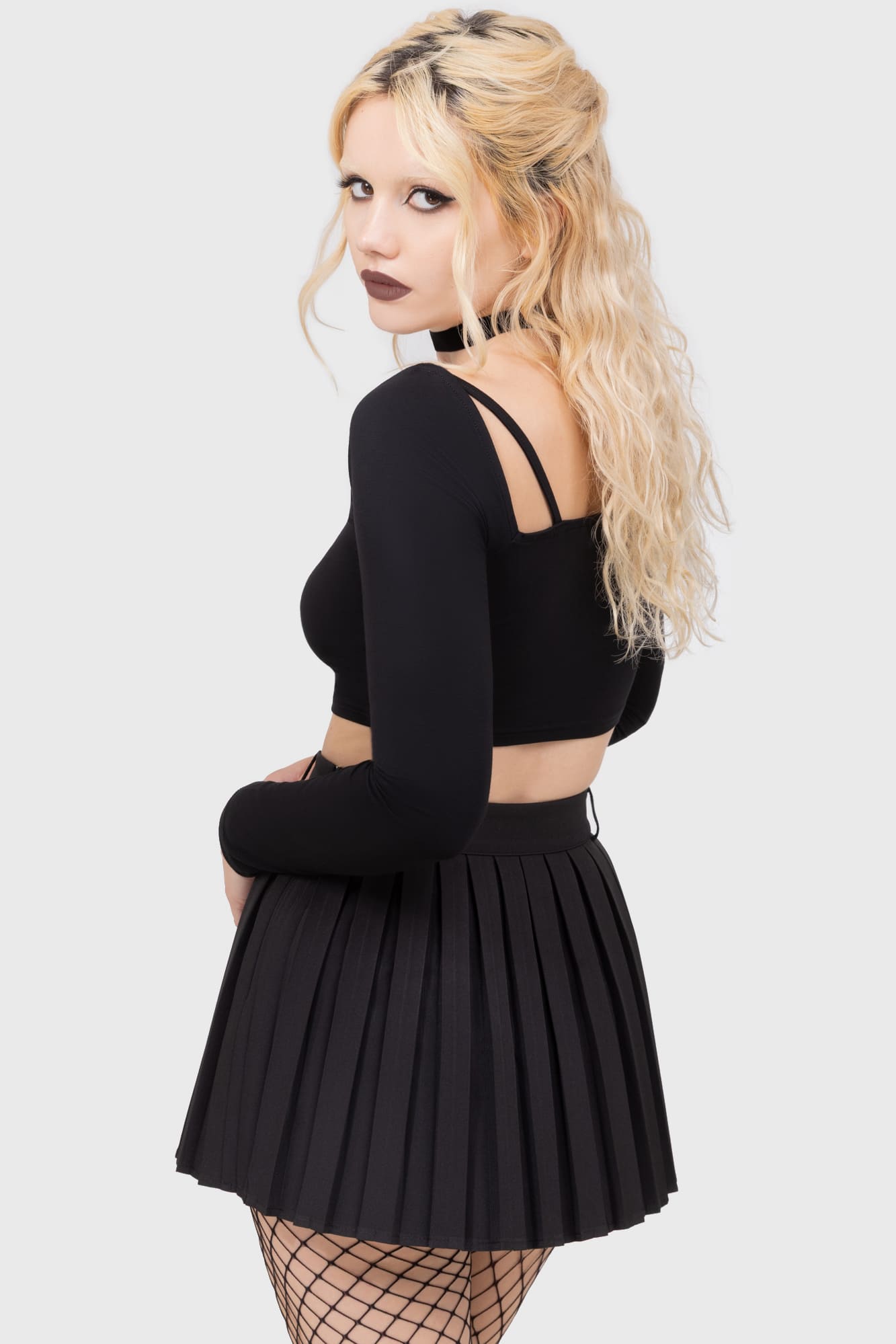 Killstar Nightshade's Curse Black Pleated Mini Skirt
