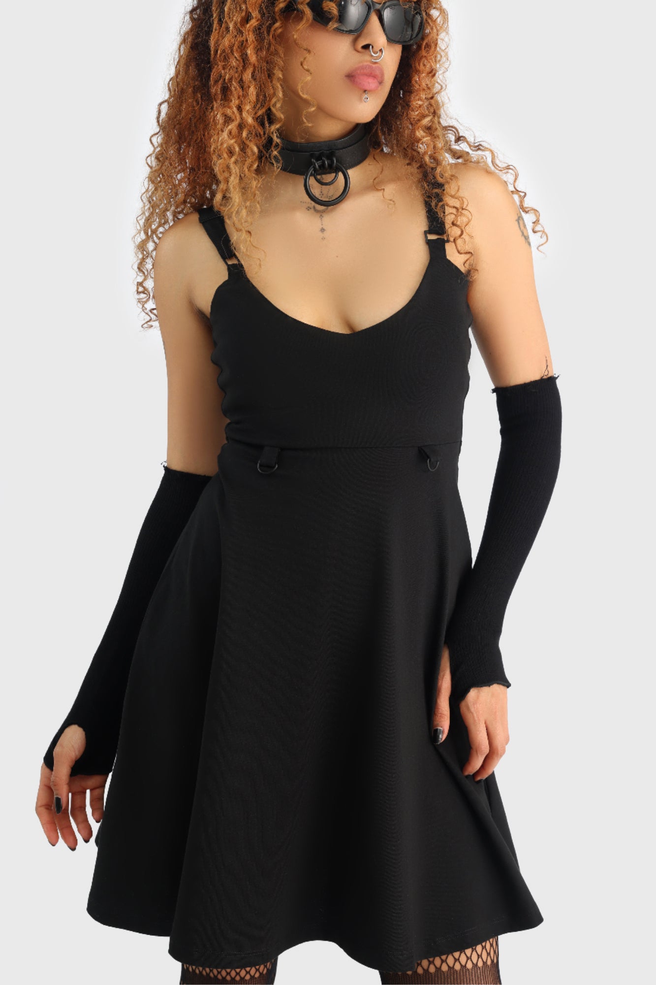KIHILIST Skater Mini Dress - Soft Cotton, Adjustable Straps