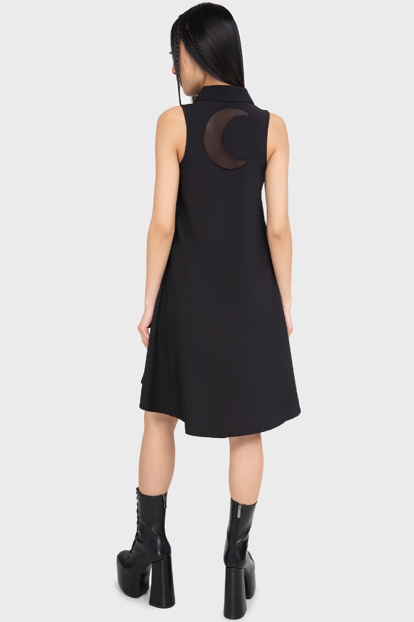 KIHILIST Olde Night Dress - Soft Stretch Fabric with Mesh Panel & Front Buttons