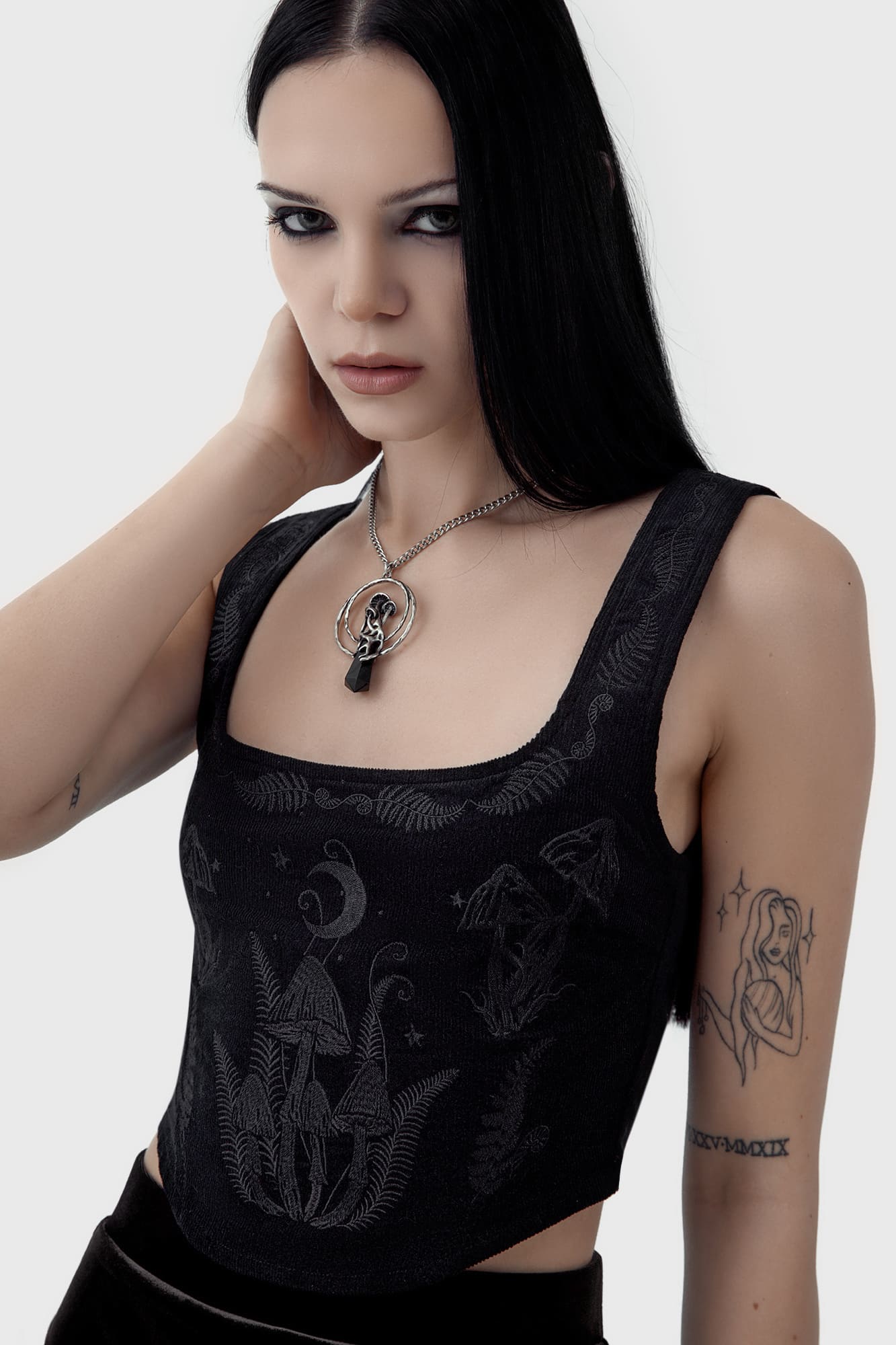 KILLSTAR Perseis Corset Top - Cropped, Embroidered, Cotton