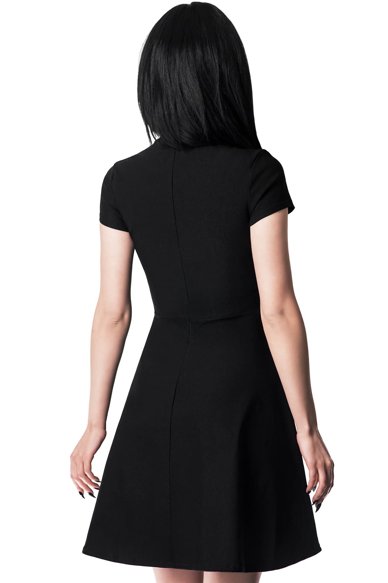 Killstar Regiment Skater Dress - Gothic Stretch Fit with Keyhole Detail