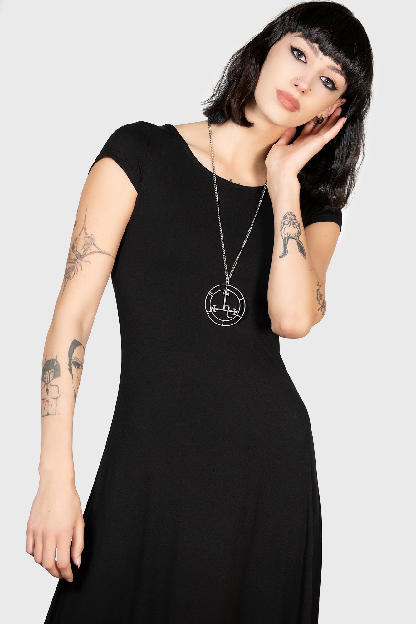 Killstar Ripley Soft Jersey T-Maxi Dress - Long Fitted Style
