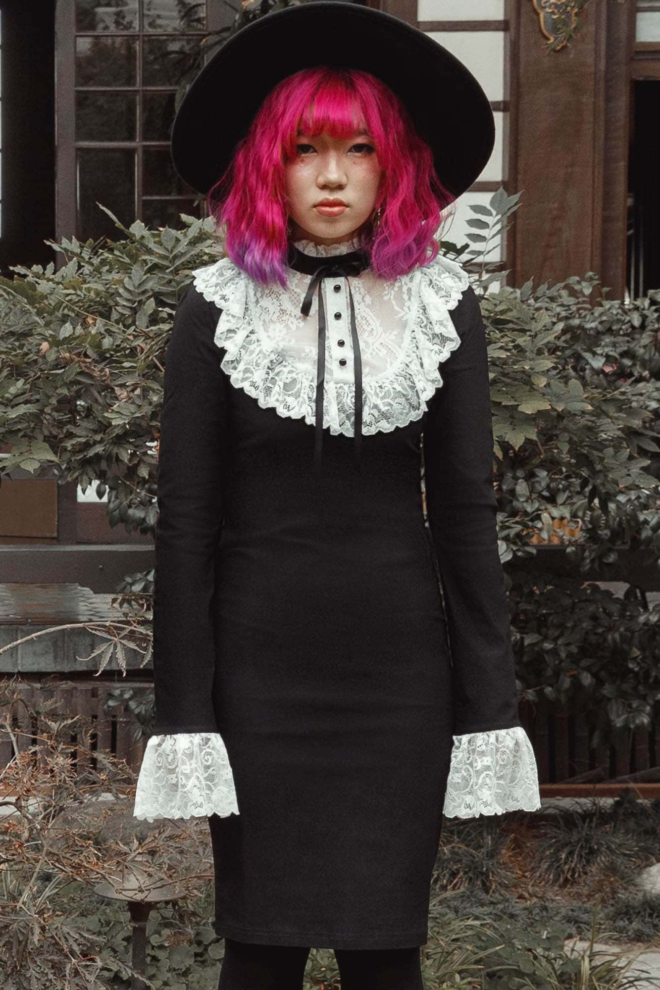 Killstar Rosemary Black Lace Midi Dress - Gothic Bodycon Style