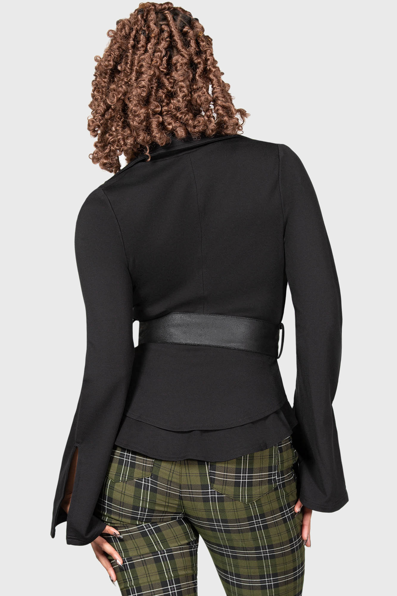 Killstar Wildish Haven Faux Suede Belt Jacket - Long Bell Sleeves