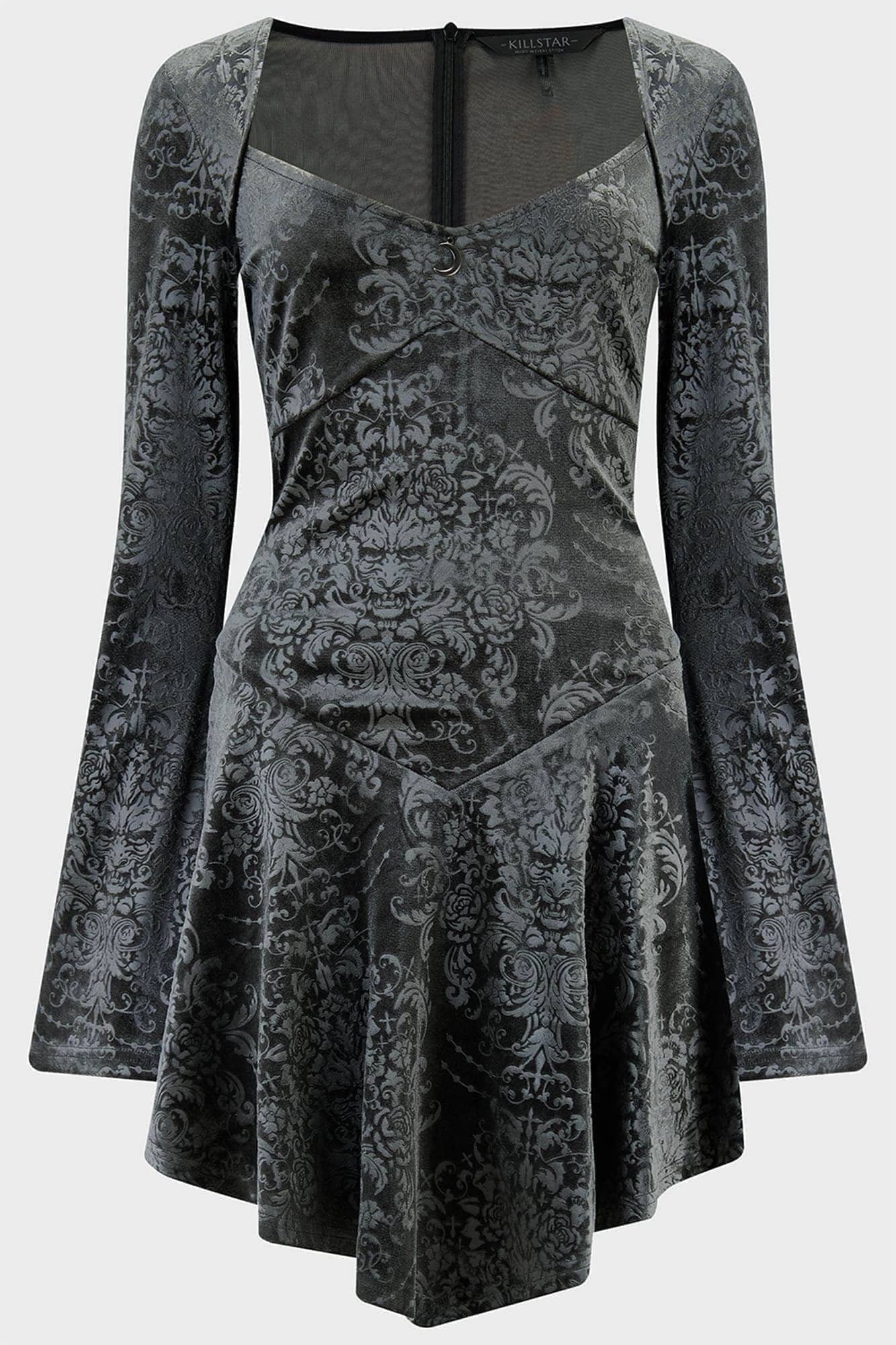Killstar Sorcerous Metallic Velvet Mini Dress with Moon Hardware
