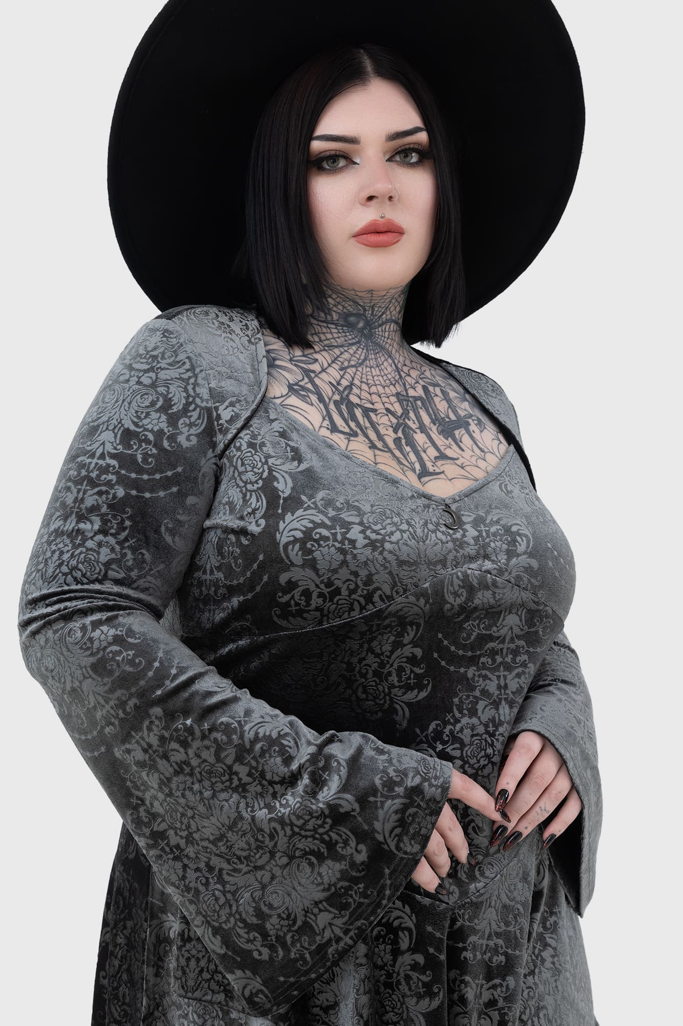 Killstar Sorcerous Metallic Velvet Mini Dress with Moon Hardware