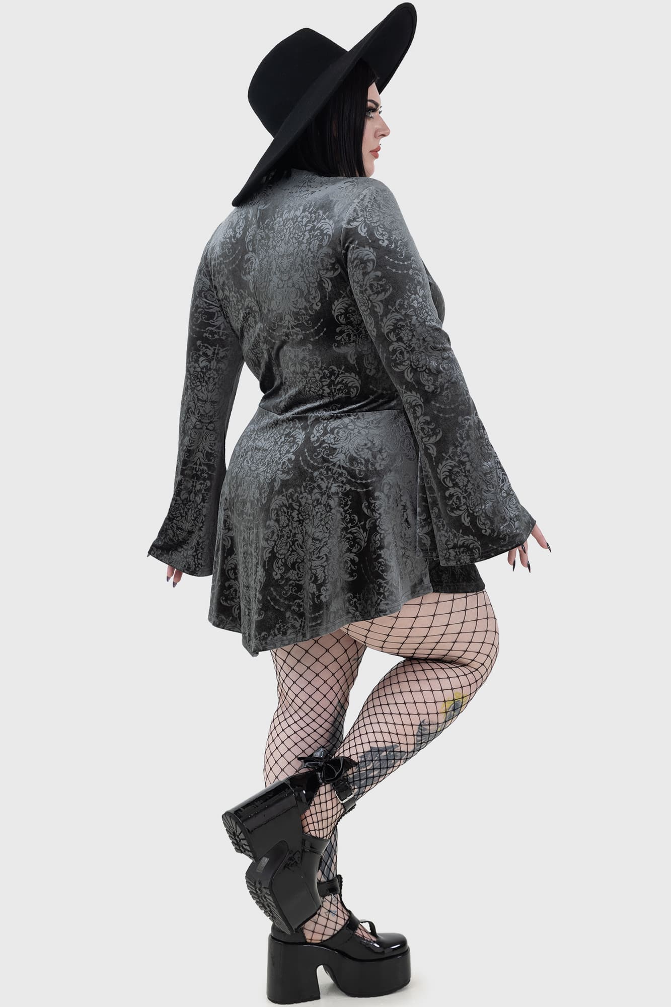 Killstar Sorcerous Metallic Velvet Mini Dress with Moon Hardware
