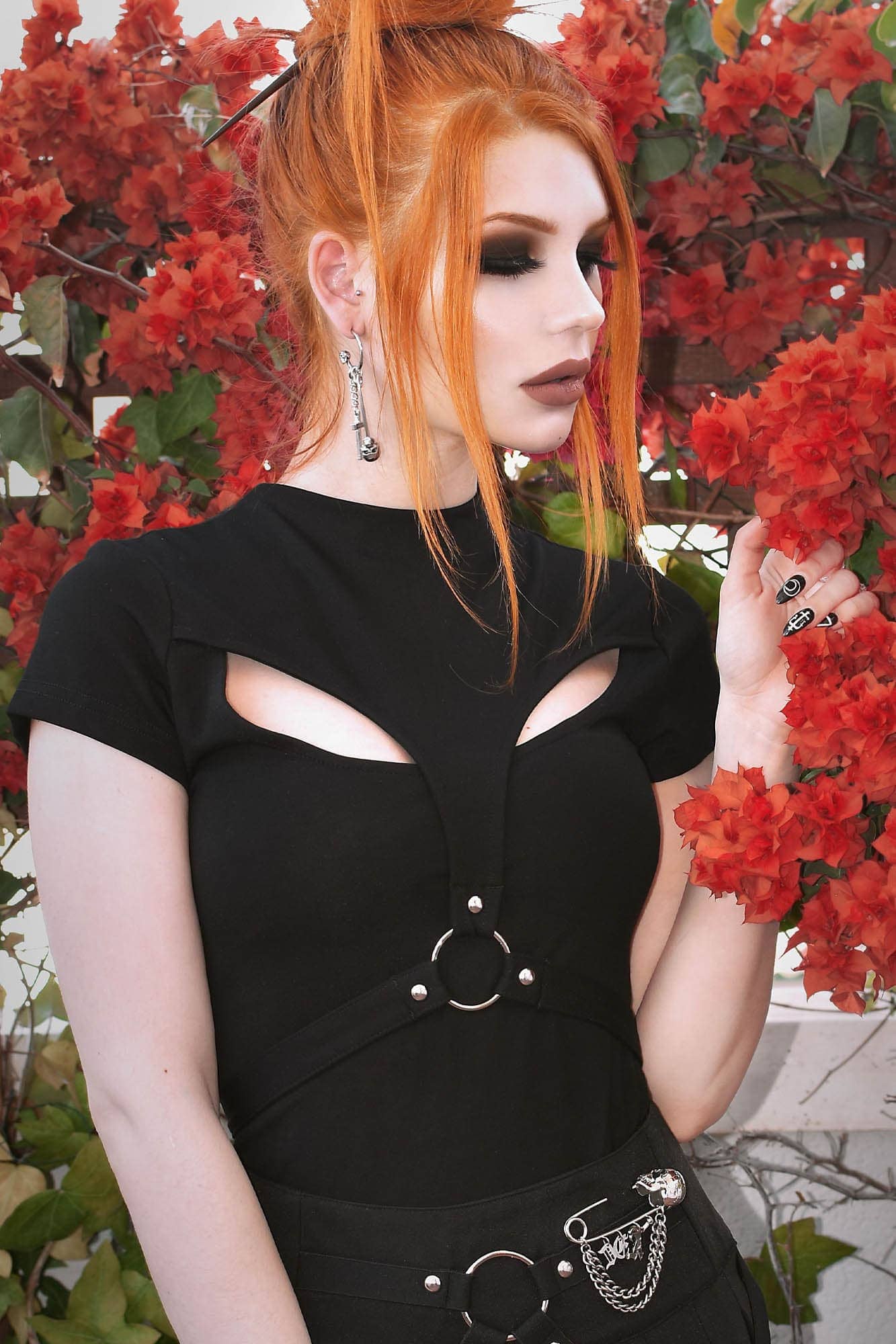 KILLSTAR Stacy Cut-Out Strap Top - Stretch Jersey Women's Shirt