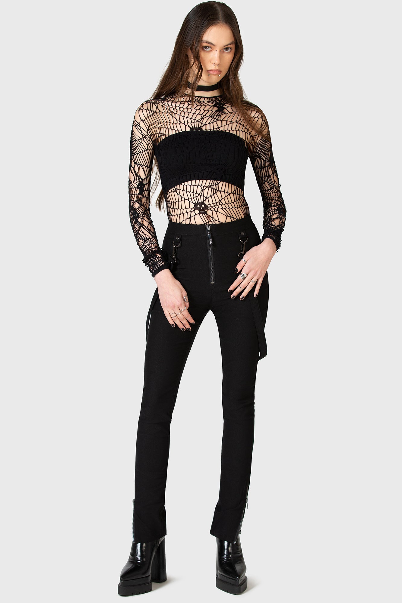 KIHILIST Strange Vanity High Waisted Trousers with Detachable Straps