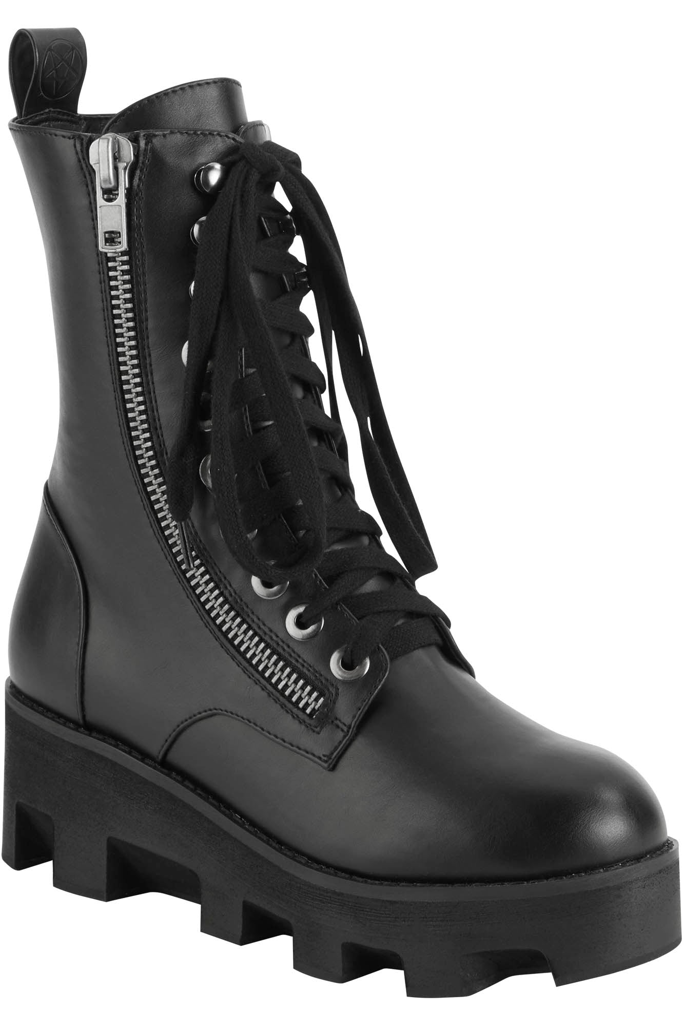 KILLSTAR Syn Vegan Combat Boots with Zip & Lace-Up