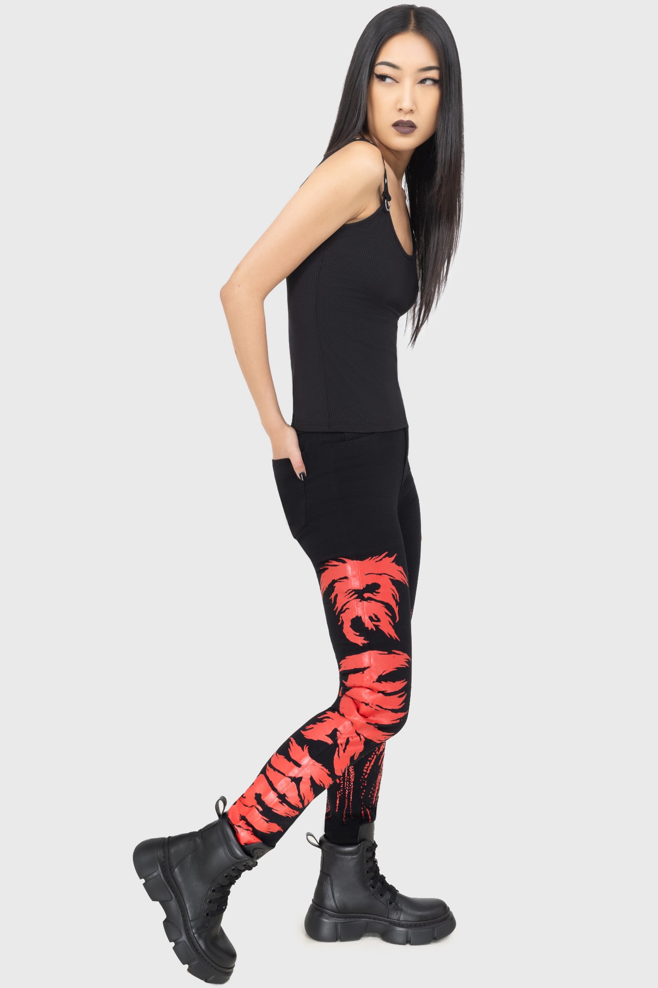 KILLSTAR Skinny Jeans for Women - Stretch Denim with Band Print
