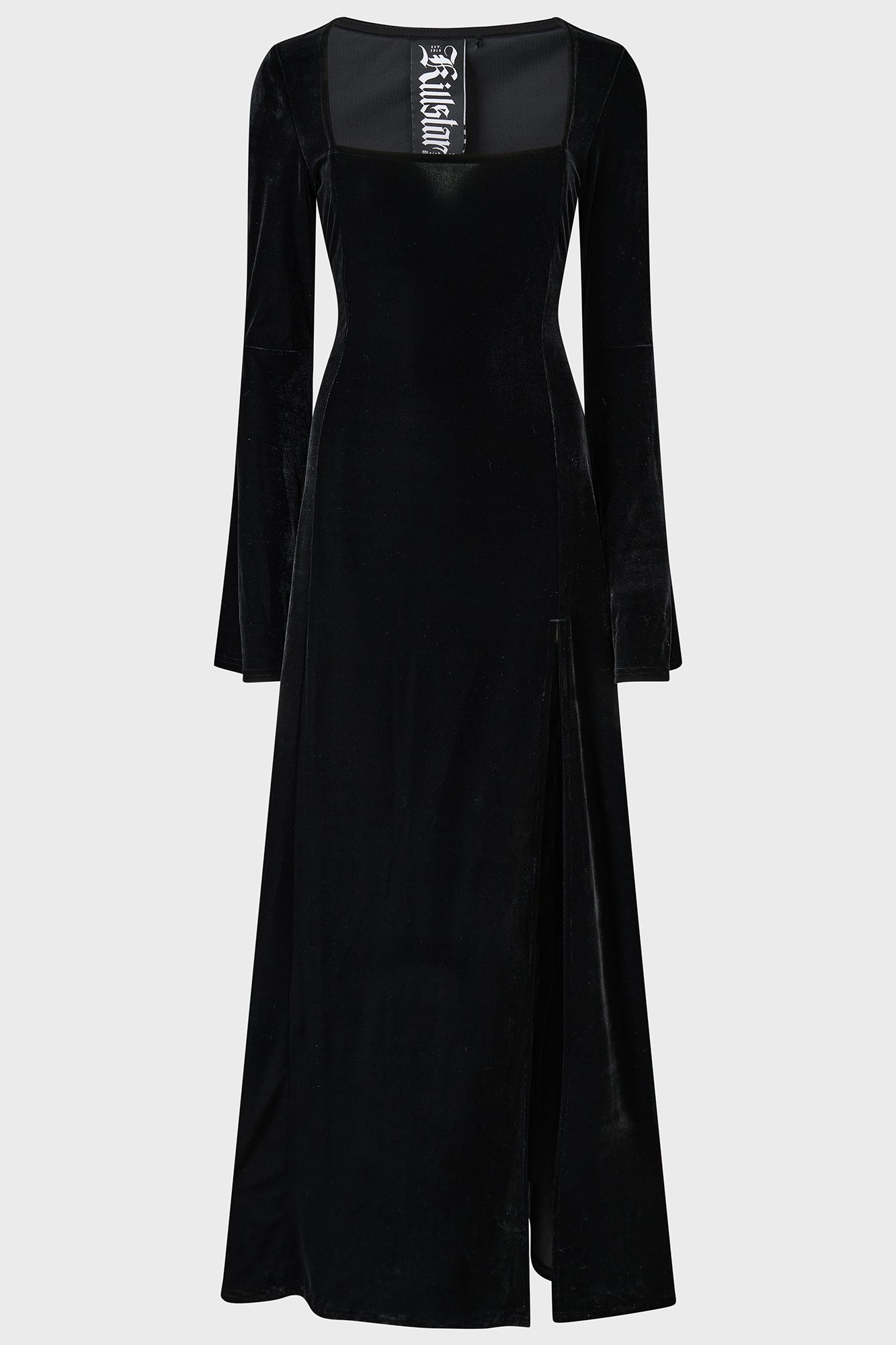 Morvessa Velvet Maxi Dress with Long Flared Sleeves