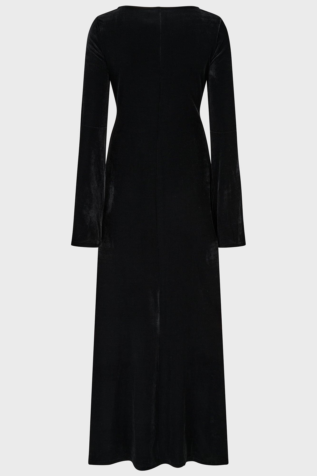 Morvessa Velvet Maxi Dress with Long Flared Sleeves