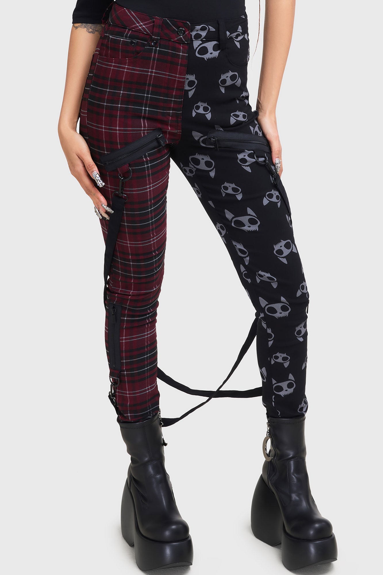 Killstar Vampurr Stretch Gothic Pants with Suspenders