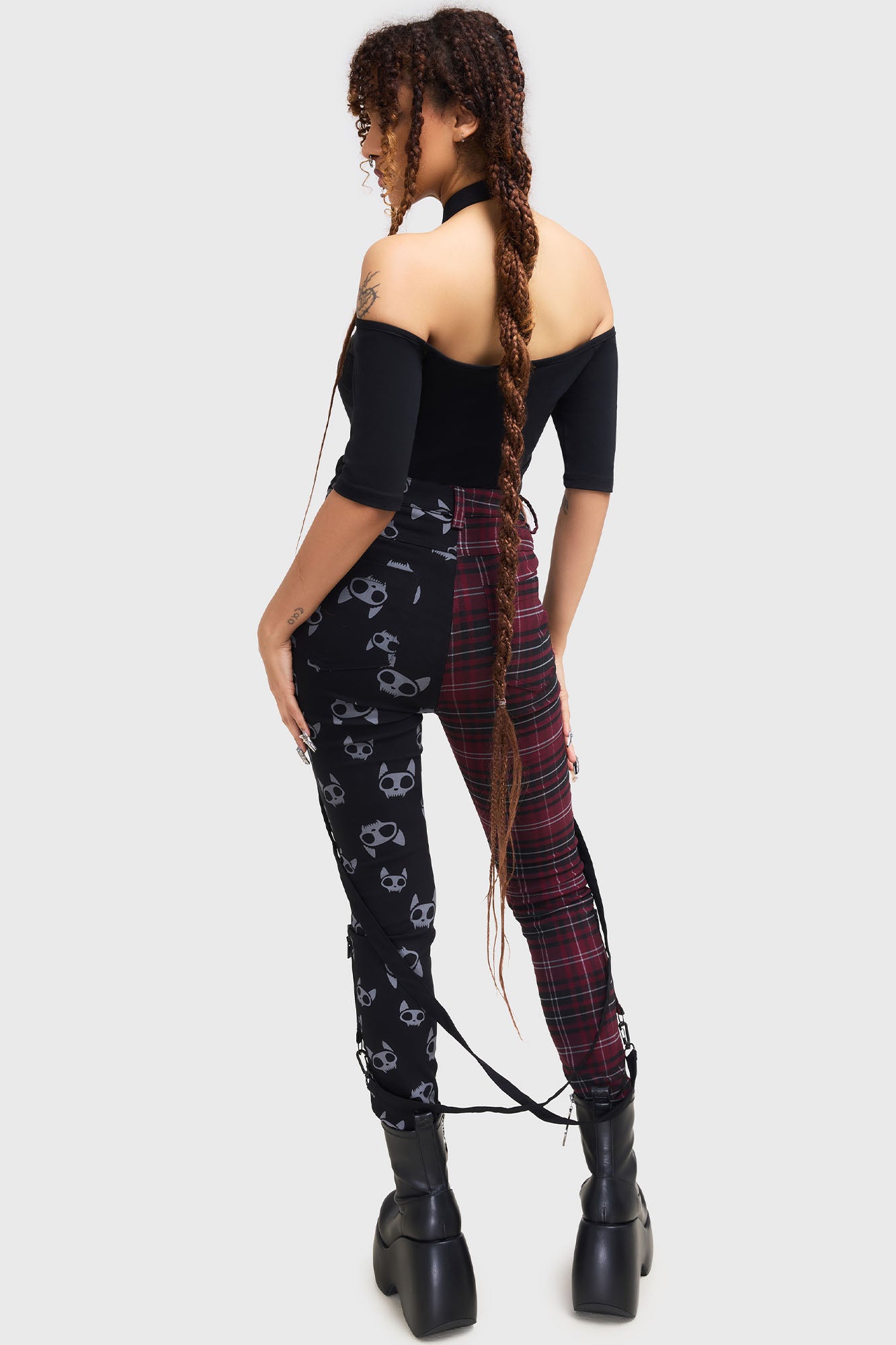 Killstar Vampurr Stretch Gothic Pants with Suspenders