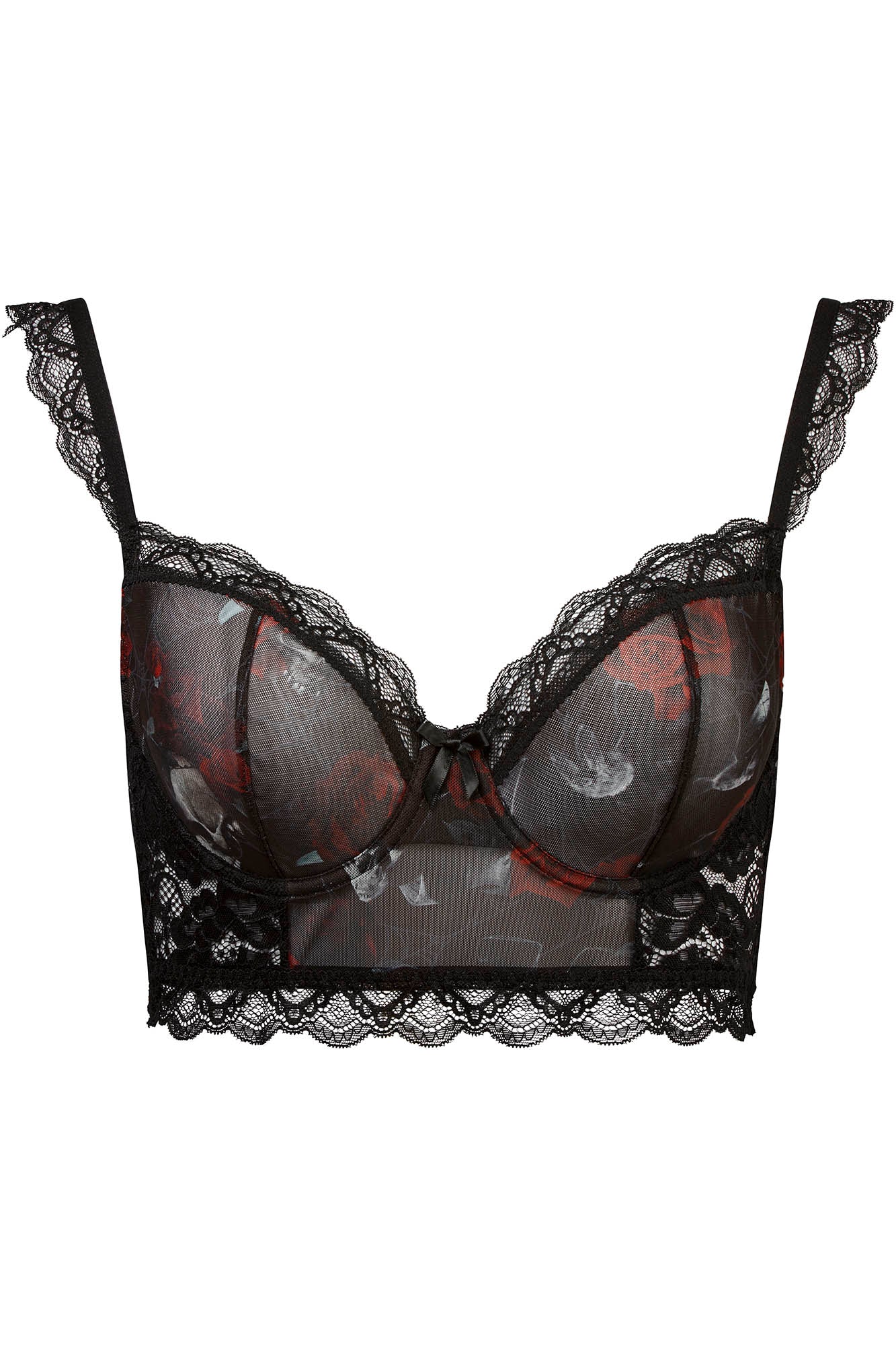 Killstar Wild Rose Gothic Mesh Underwire Bra with Adjustable Straps