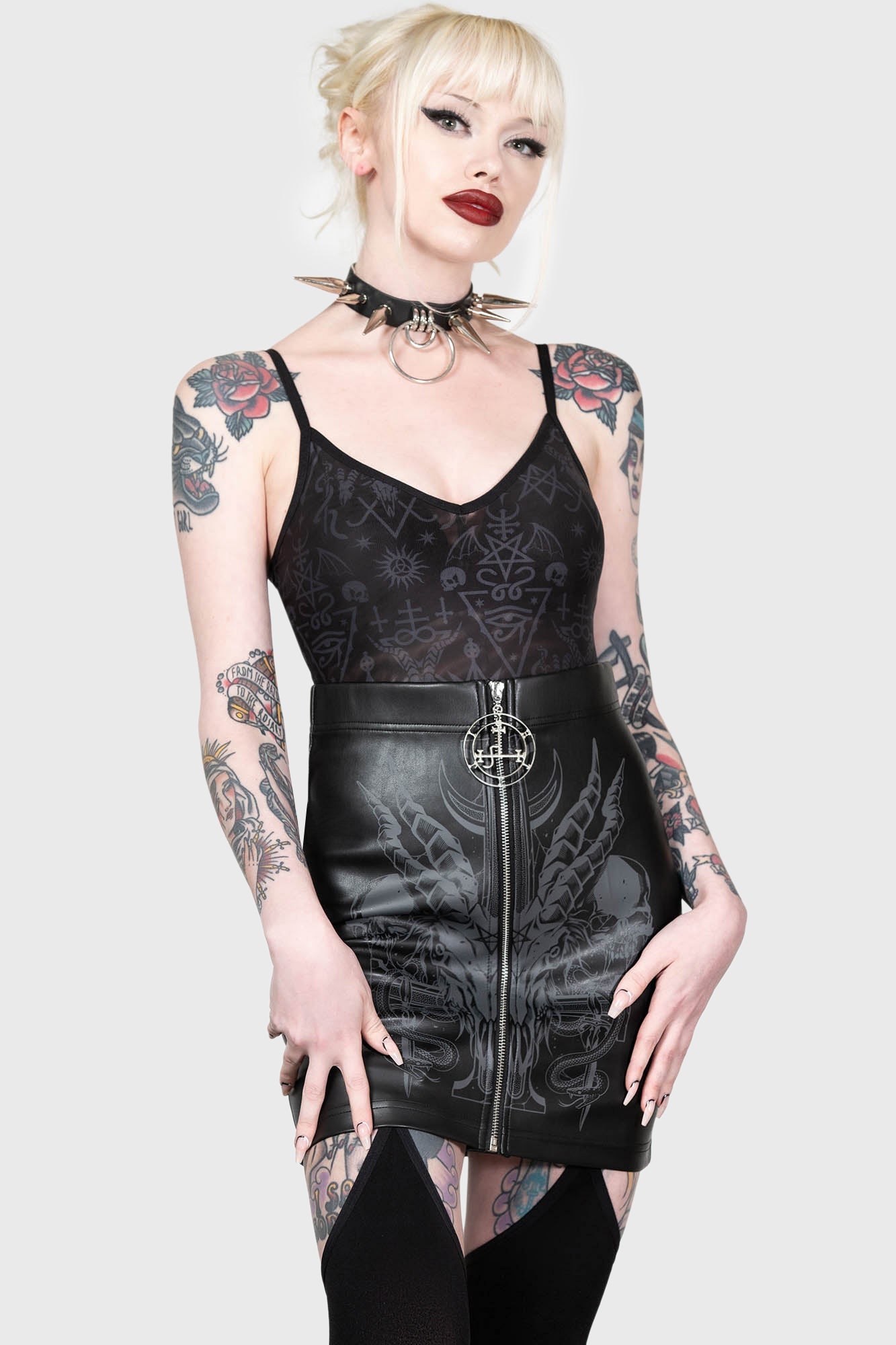 Killstar High-Priestess Mesh Bodysuit with Adjustable Straps