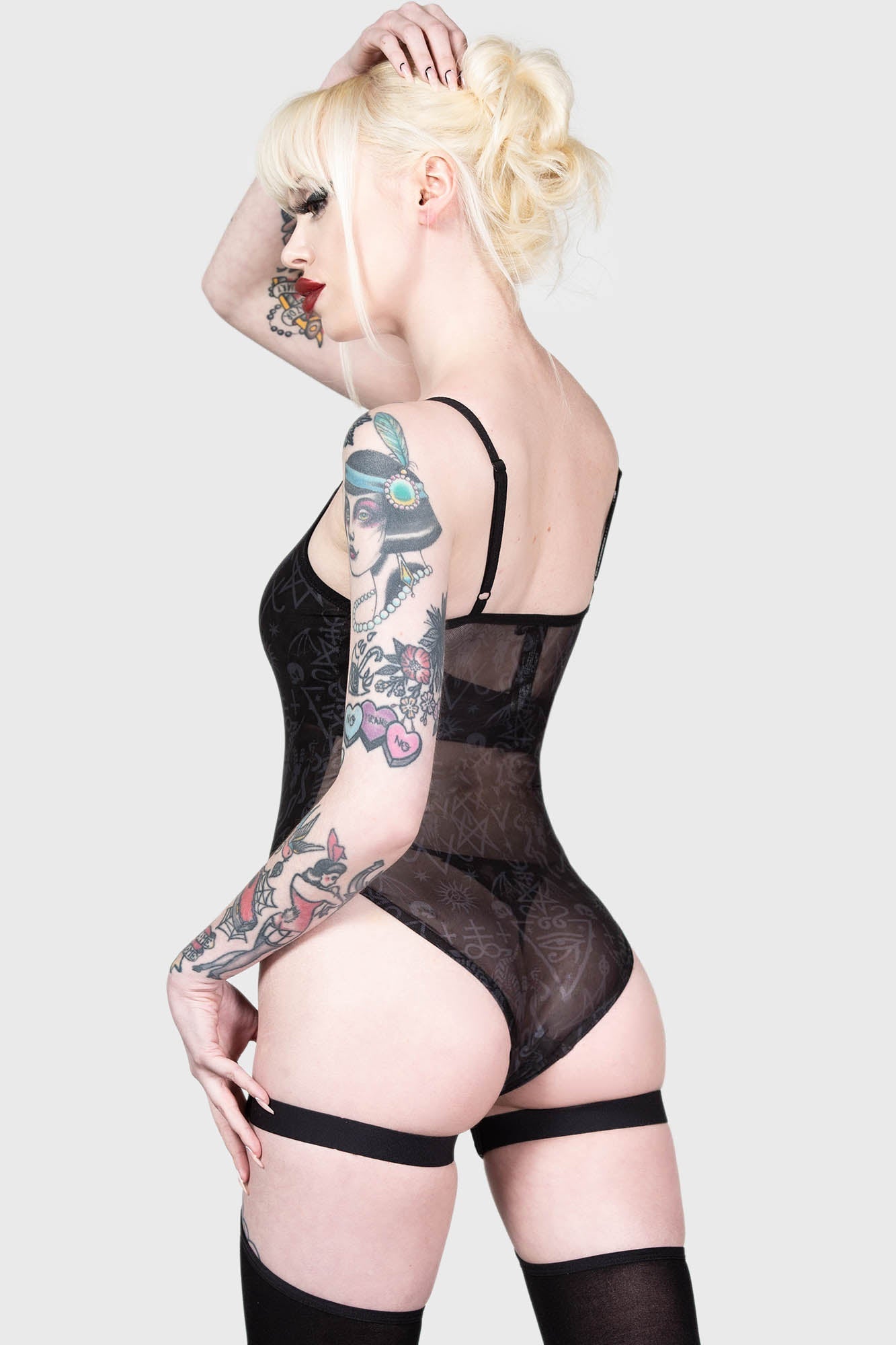 Killstar High-Priestess Mesh Bodysuit with Adjustable Straps