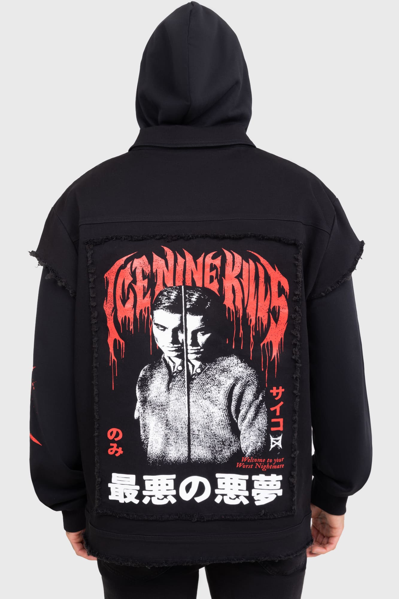 ICE NINE KILLS Hooded Jacket - Distressed Cotton Blend with Statement Print