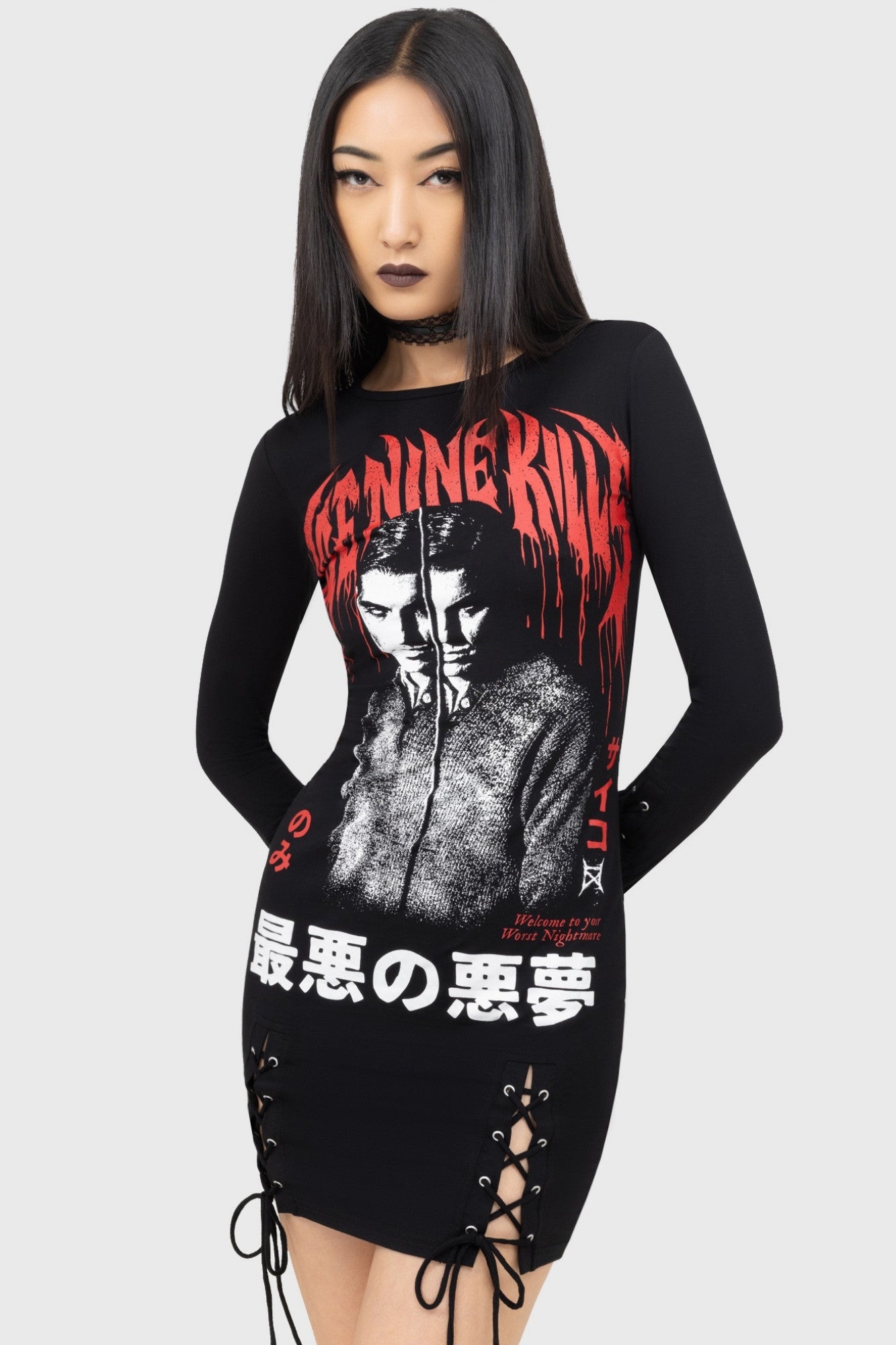 ICE NINE KILLS Licensed Mini Dress with Adjustable Ties