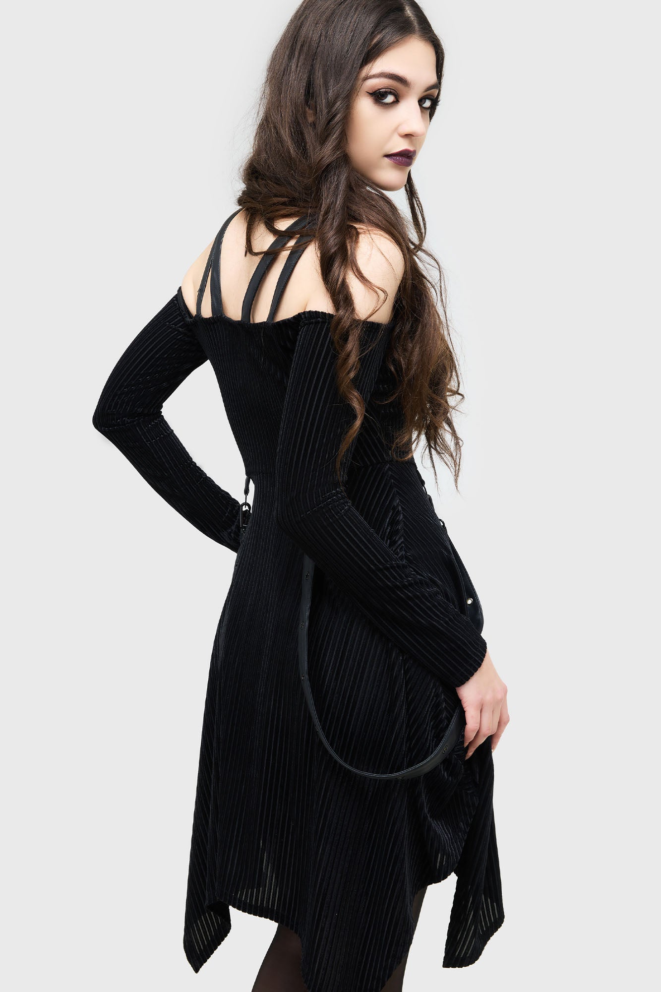 Killstar Zelphoria Velvet Mini Dress with PU Straps