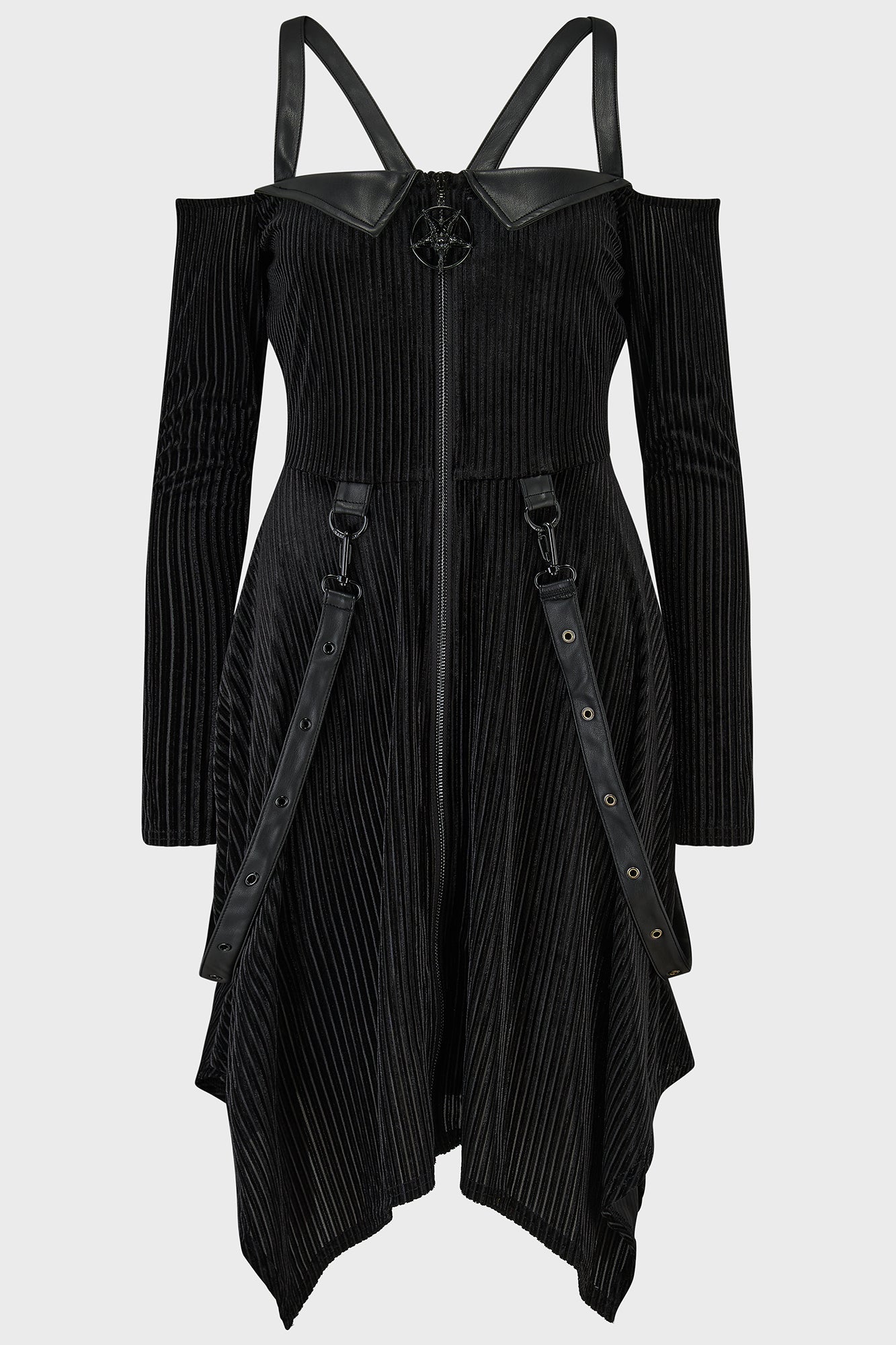 Killstar Zelphoria Velvet Mini Dress with PU Straps