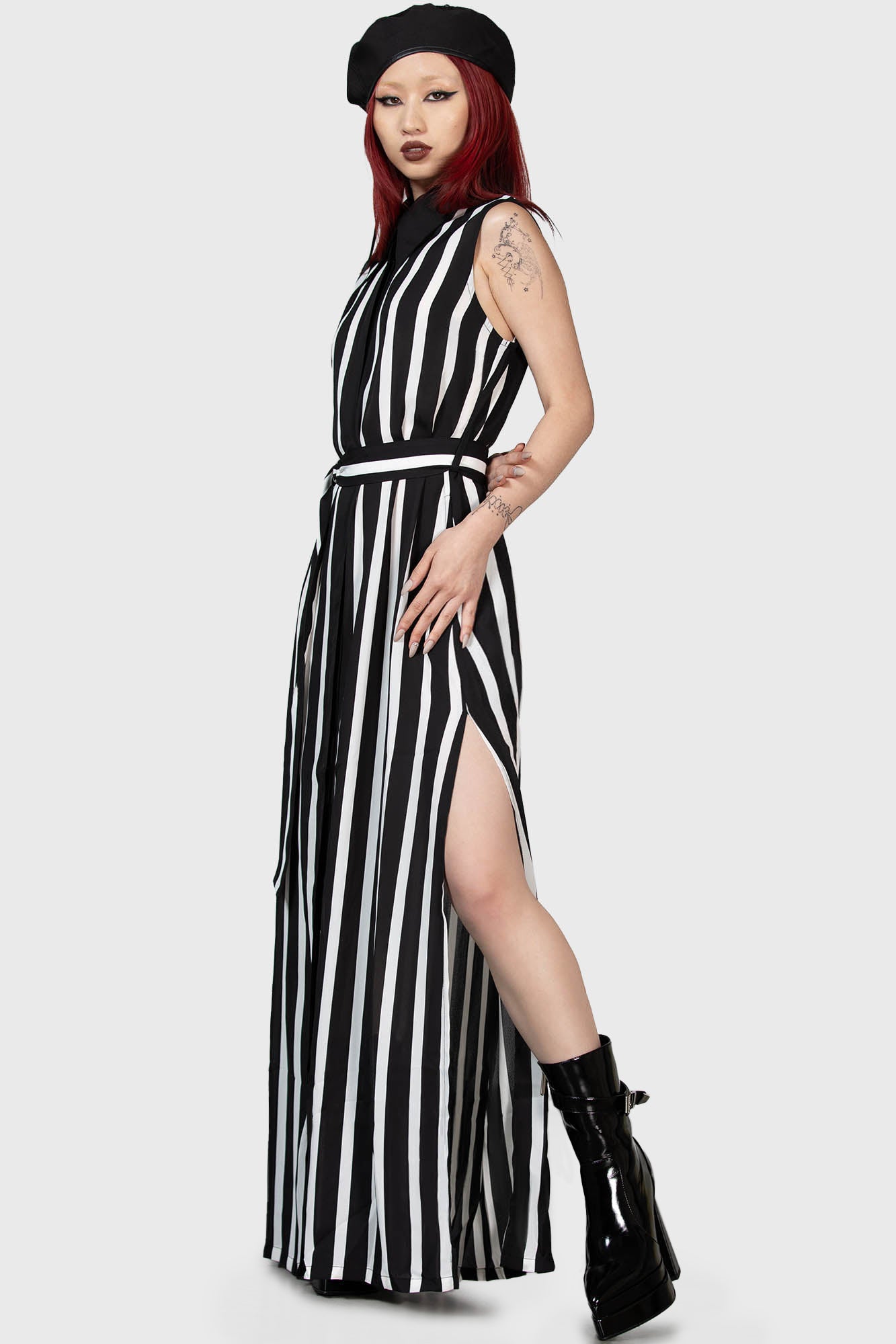 Killstar Zephaniah Sleeveless Maxi Shirt Dress with Belt