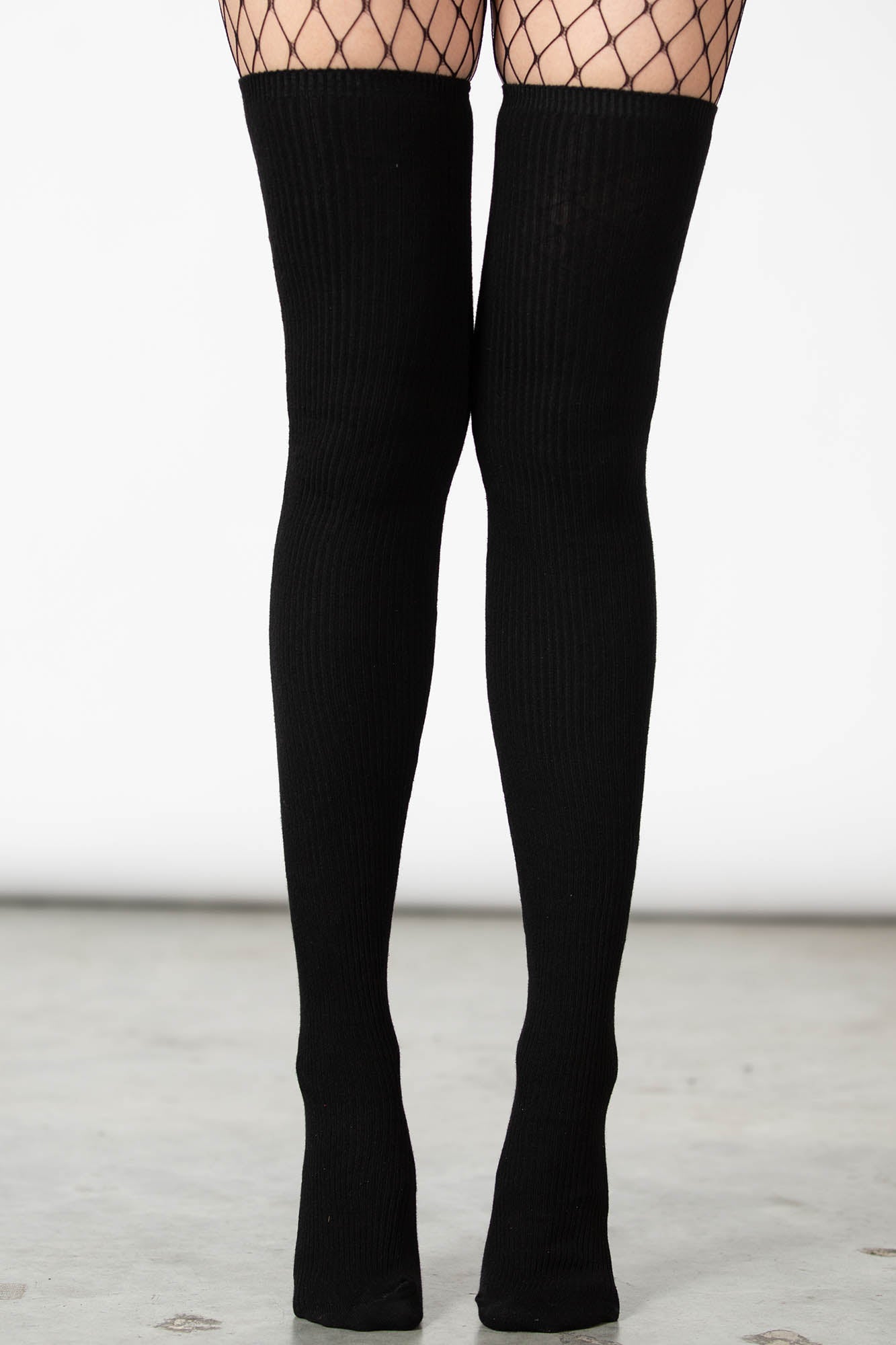 Killstar Zoey Extra Long Cotton Blend Socks - Ribbed UK5-10