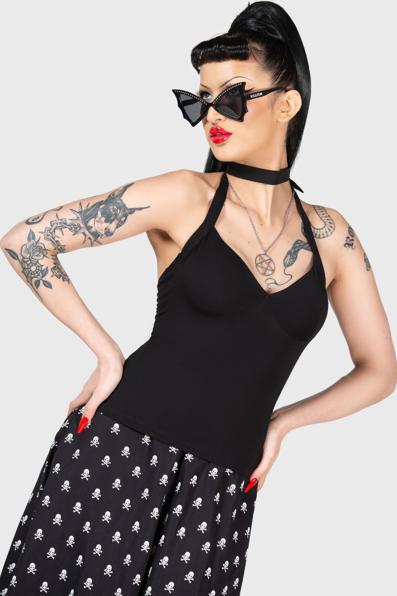 KILLSTAR Real Gone Adjustable Halter Top - Soft Stretch Fabric
