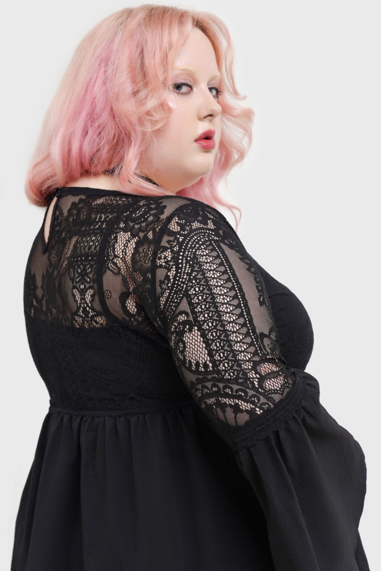 Killstar Sacred Coven Blouse with Lace Insert & Bell Sleeves