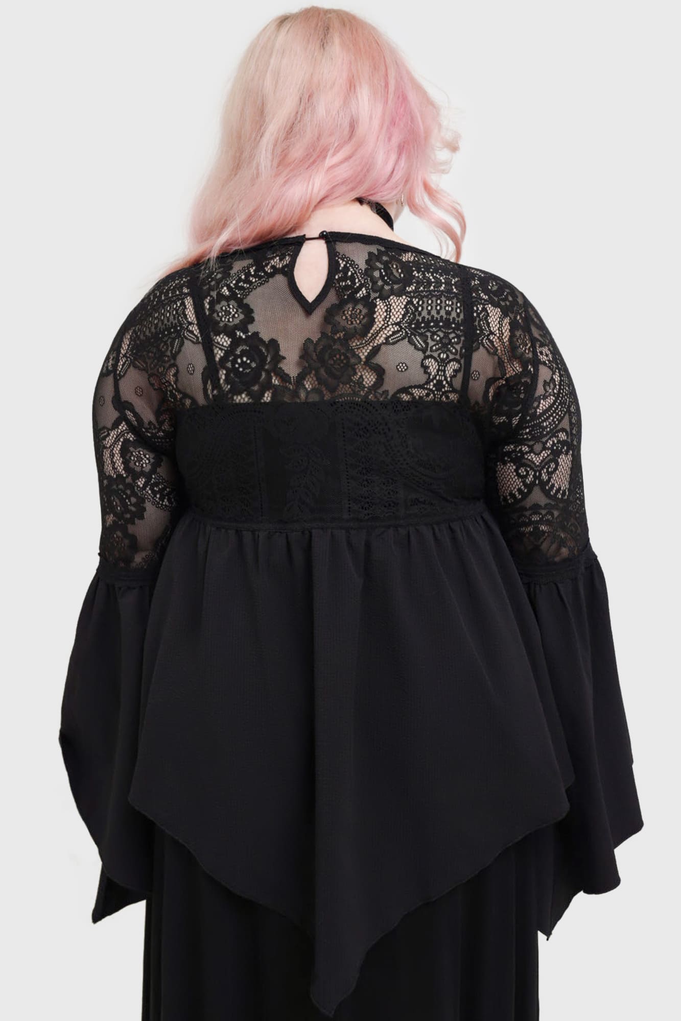 Killstar Sacred Coven Blouse with Lace Insert & Bell Sleeves