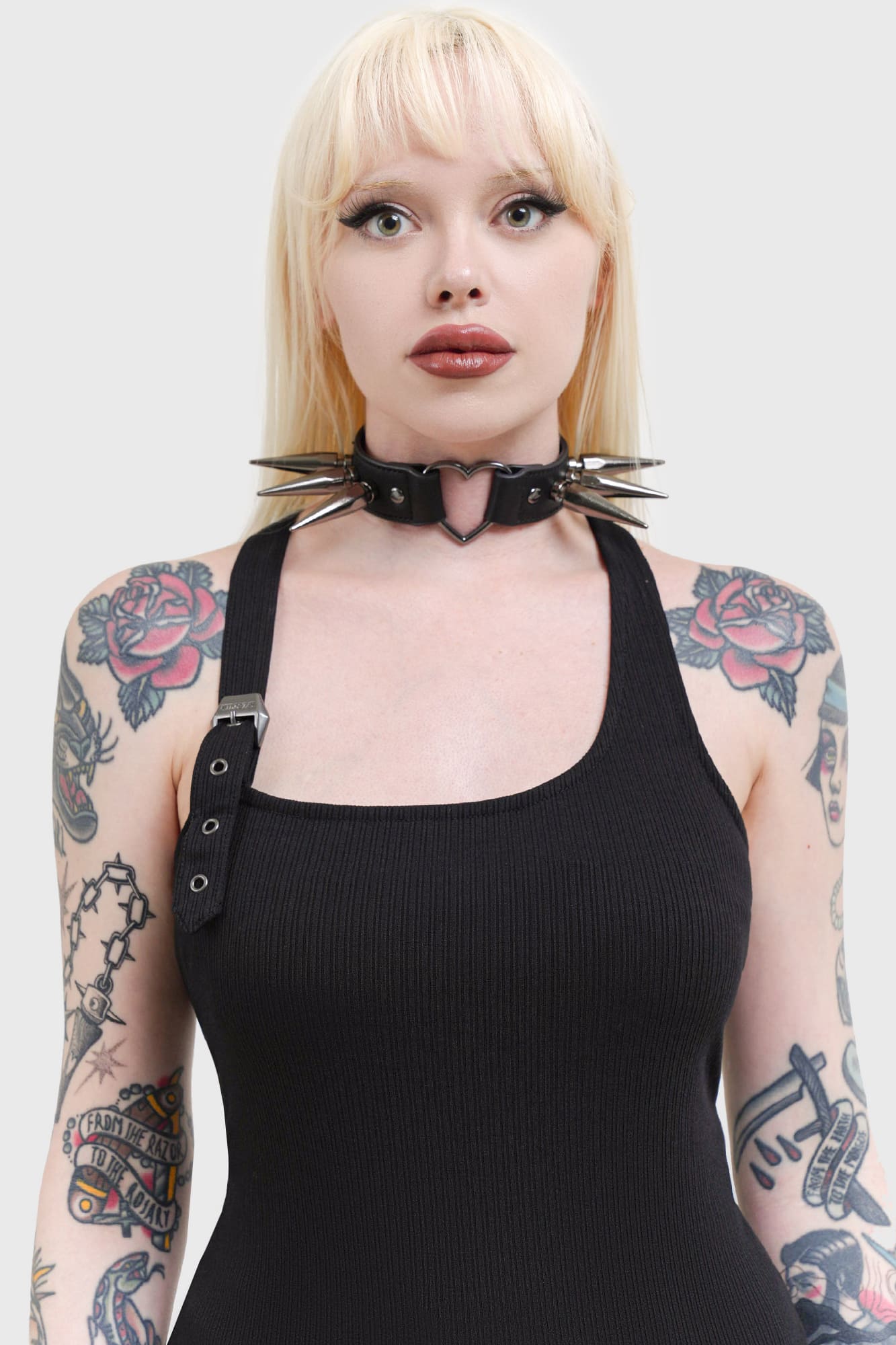 Killstar Toxic Wonder Top - Adjustable Strap Back Ribbed Shirt