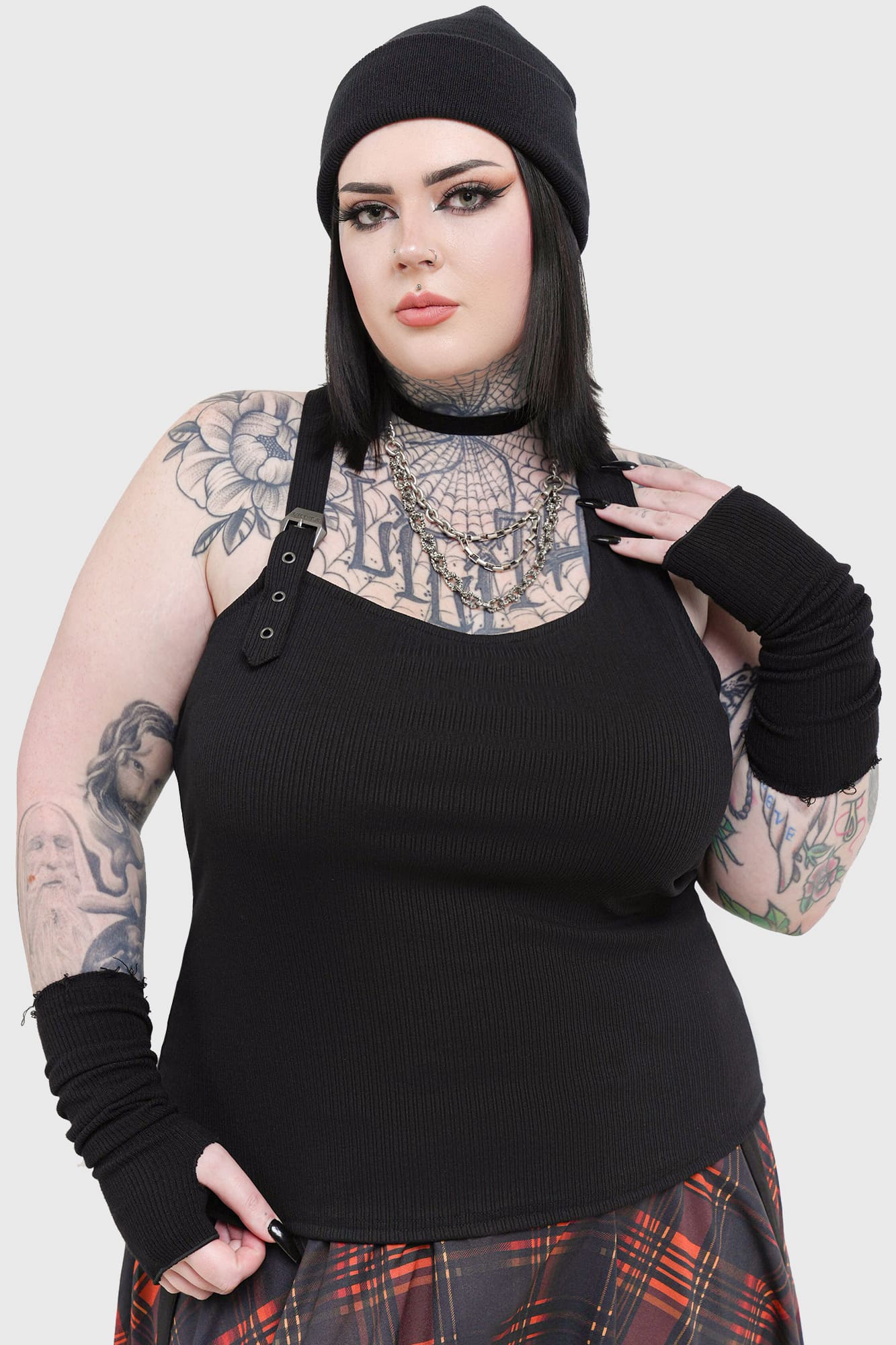 Killstar Toxic Wonder Top - Adjustable Strap Back Ribbed Shirt