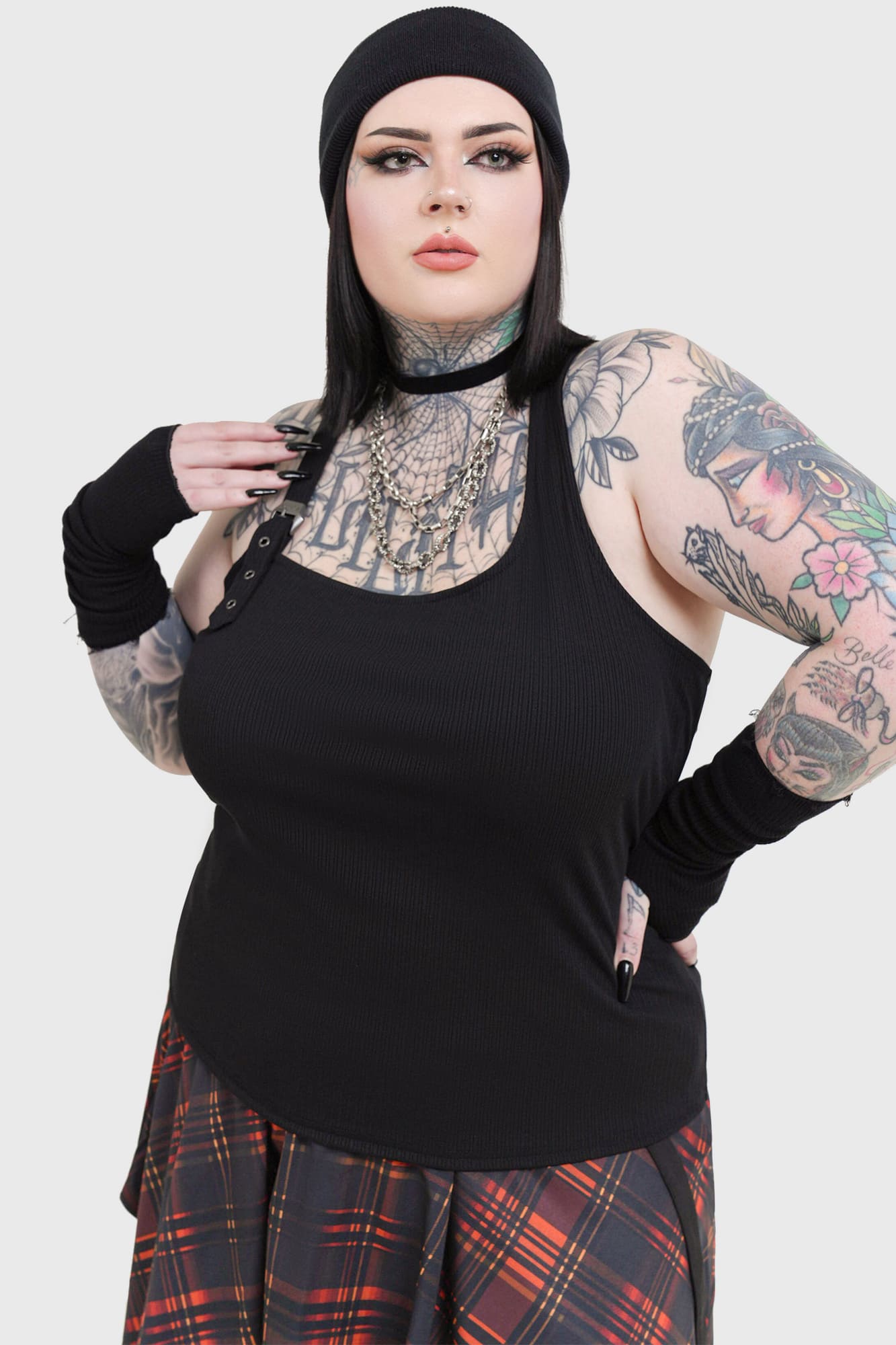 Killstar Toxic Wonder Top - Adjustable Strap Back Ribbed Shirt